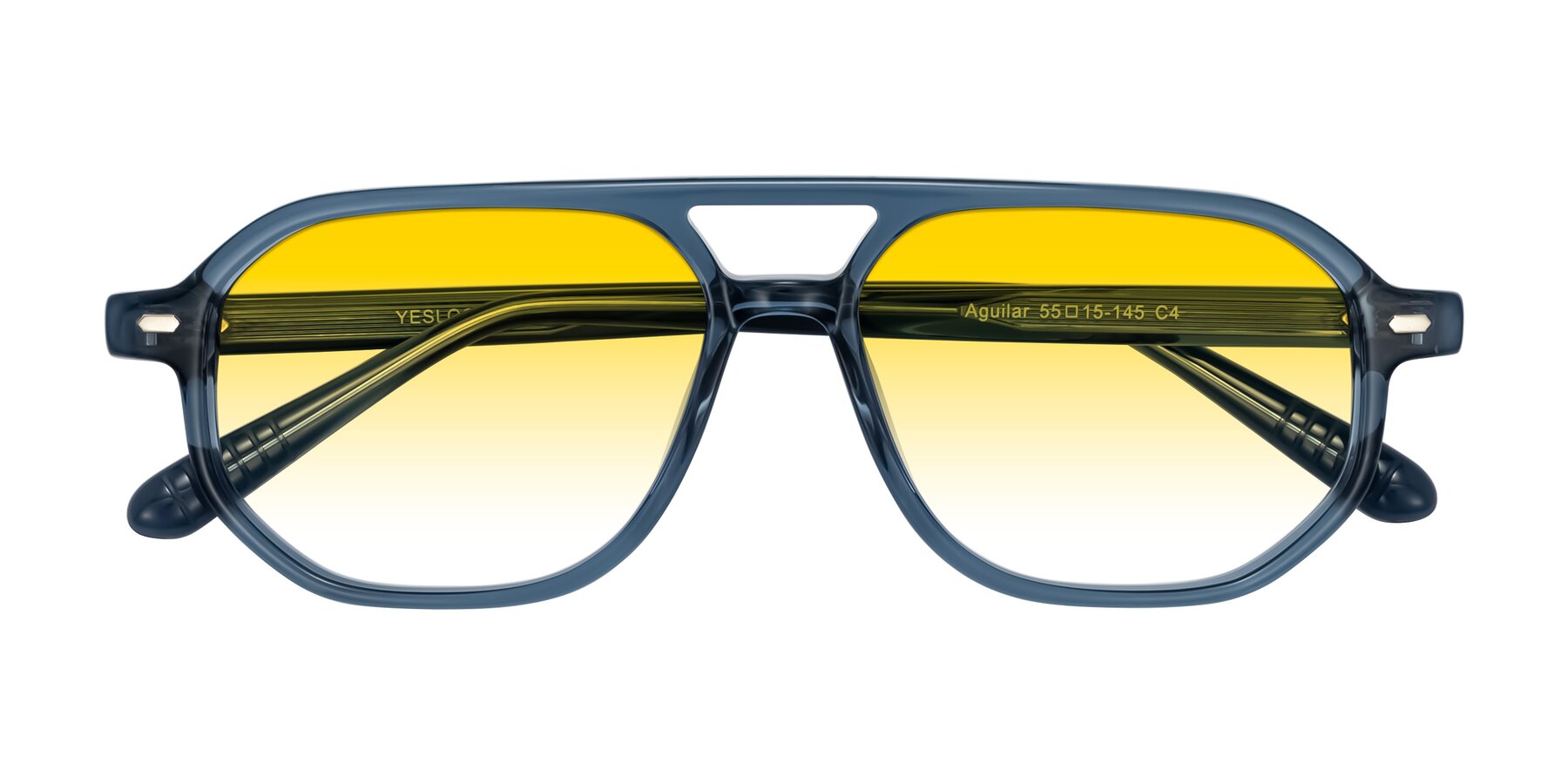 Folded Front of Aguilar in Transparent Blue with Yellow Gradient Lenses