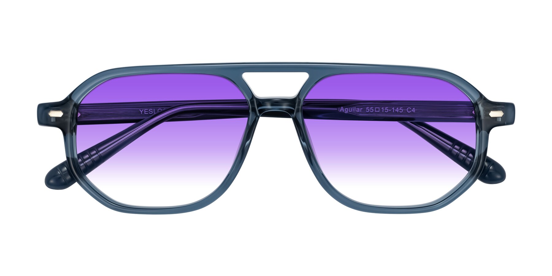Folded Front of Aguilar in Transparent Blue with Purple Gradient Lenses