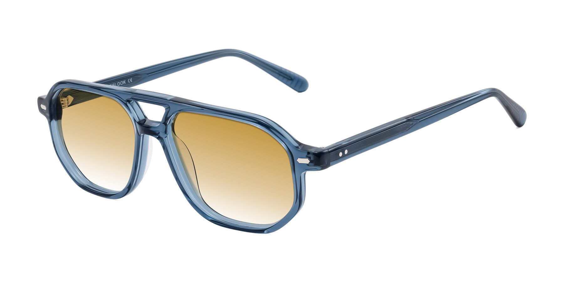 Angle of Aguilar in Transparent Blue with Champagne Gradient Lenses