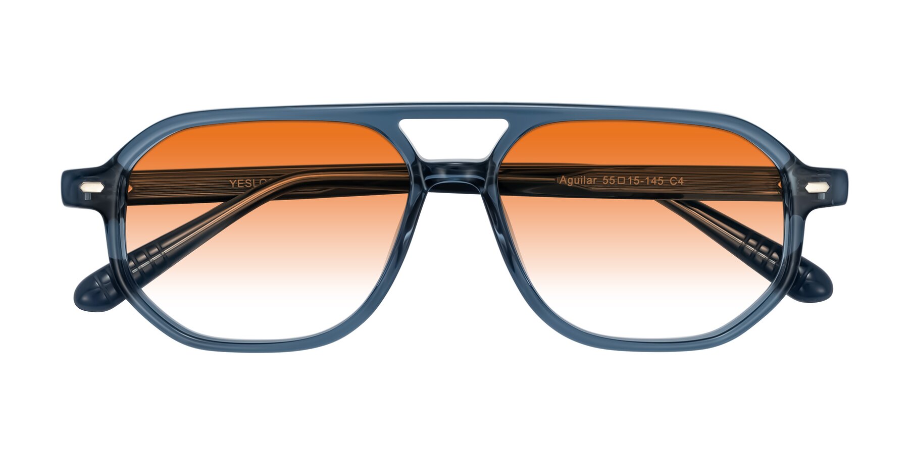 Folded Front of Aguilar in Transparent Blue with Orange Gradient Lenses