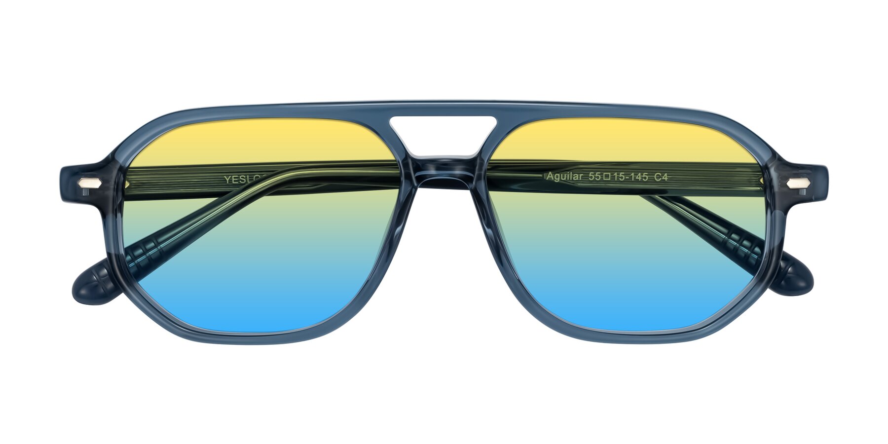 Folded Front of Aguilar in Transparent Blue with Yellow / Blue Gradient Lenses