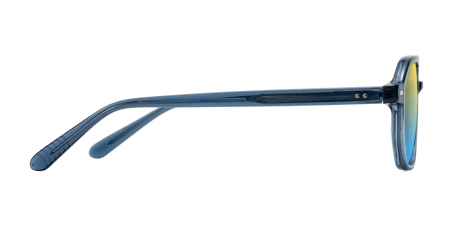 Side of Aguilar in Transparent Blue with Yellow / Blue Gradient Lenses