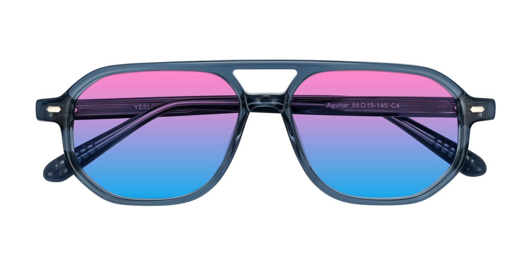 Folded Front of Aguilar in Transparent Blue with Pink / Blue Gradient Lenses