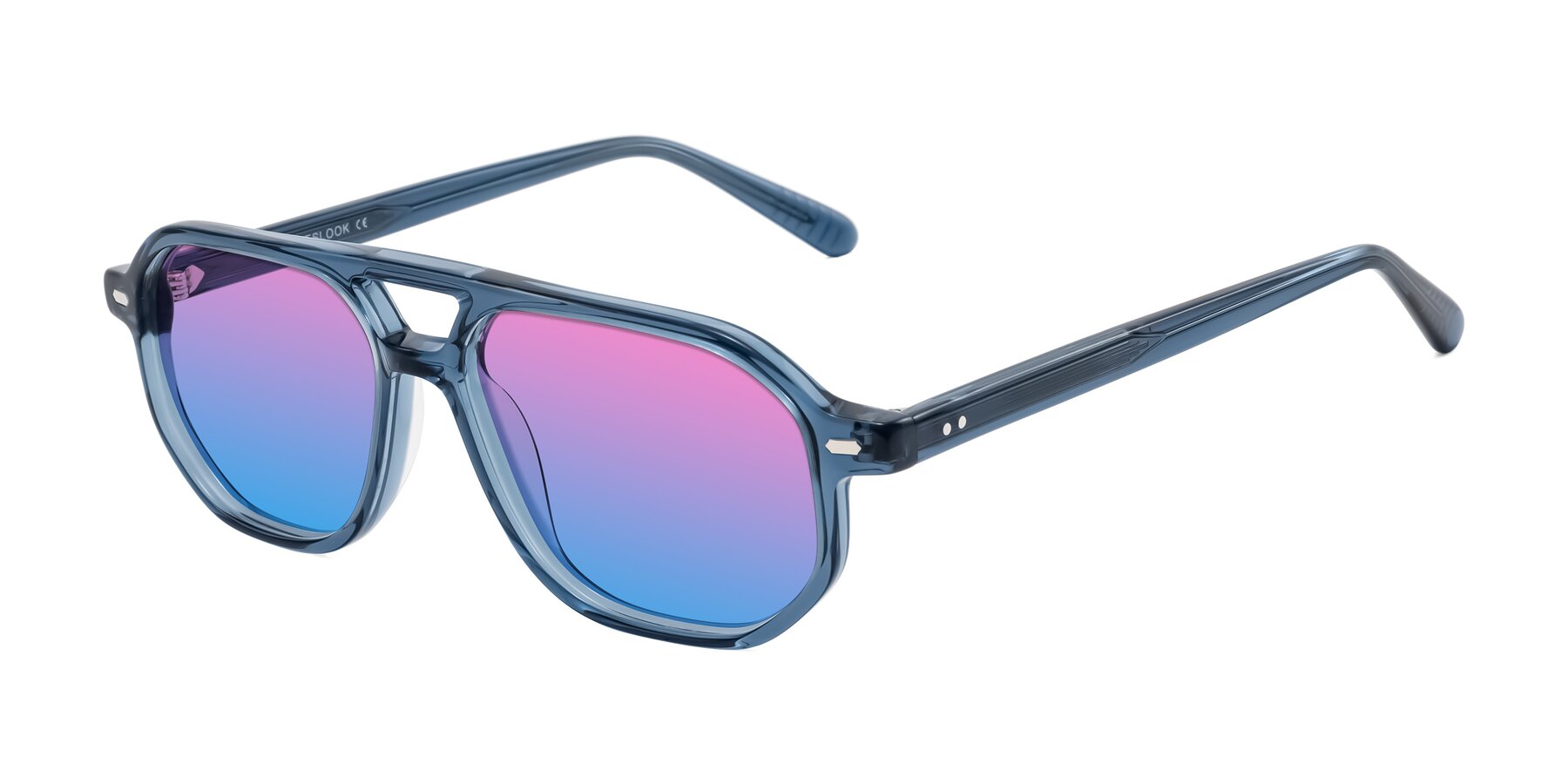 Angle of Aguilar in Transparent Blue with Pink / Blue Gradient Lenses