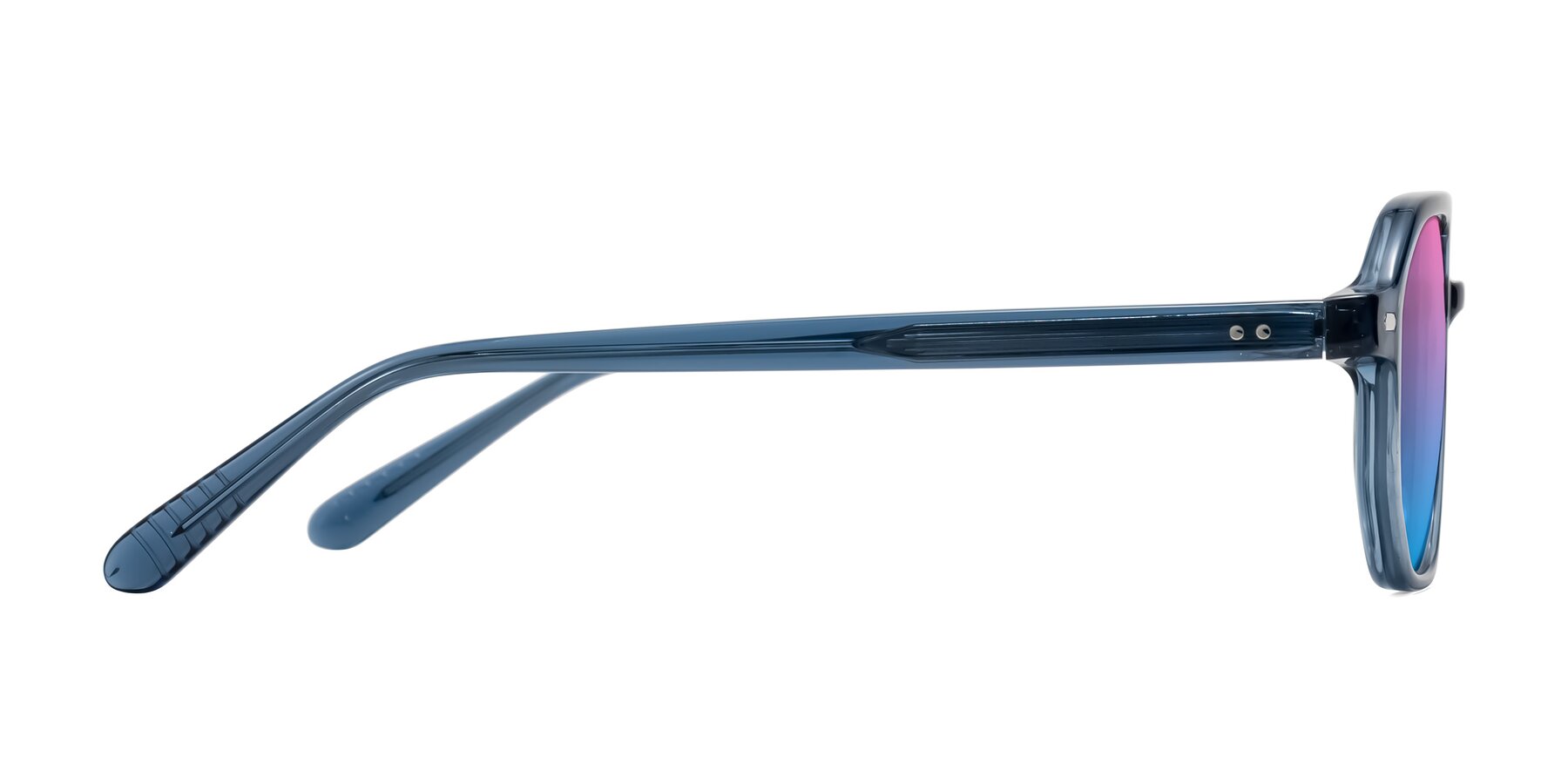 Side of Aguilar in Transparent Blue with Pink / Blue Gradient Lenses