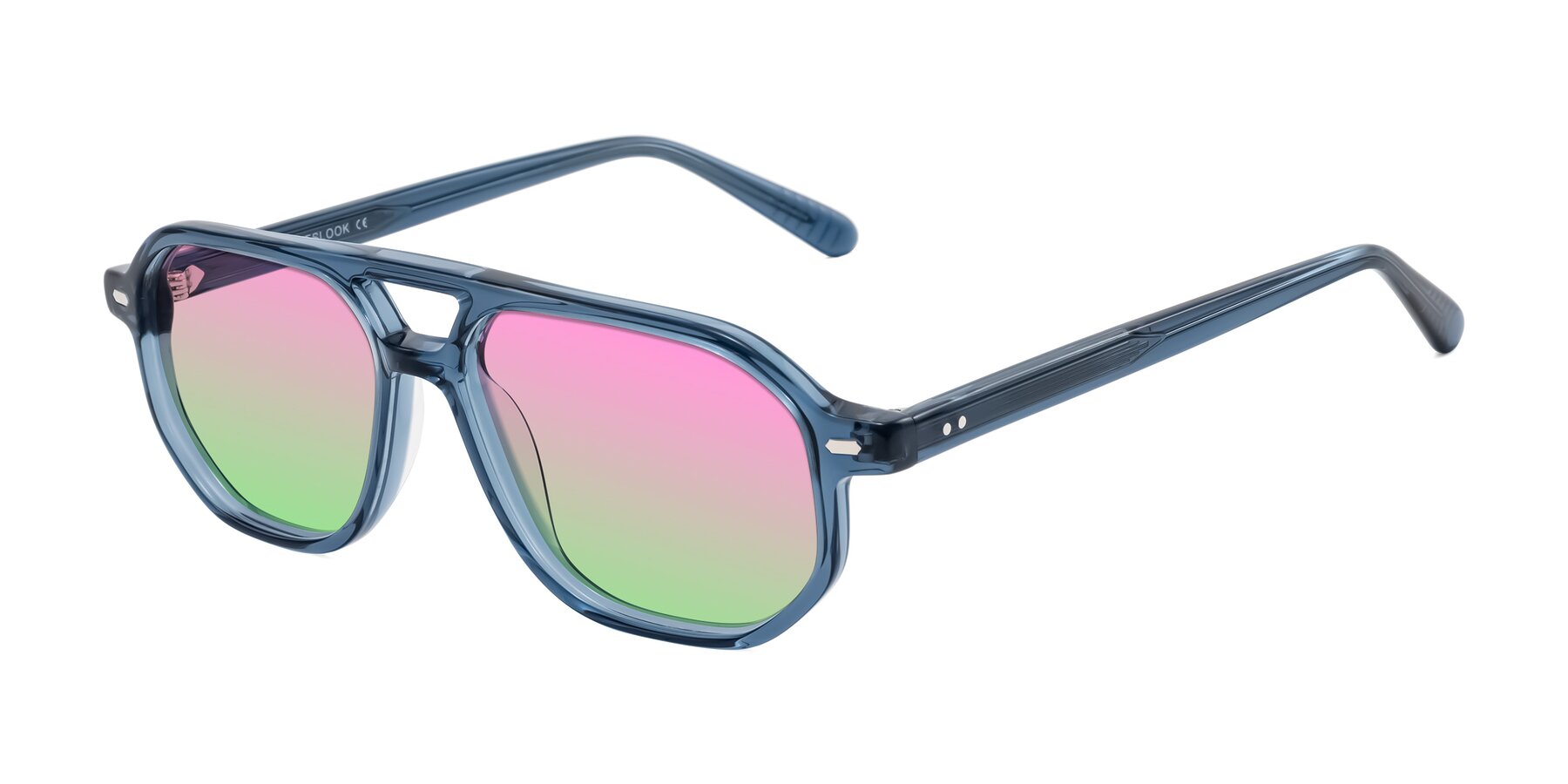 Angle of Aguilar in Transparent Blue with Pink / Green Gradient Lenses