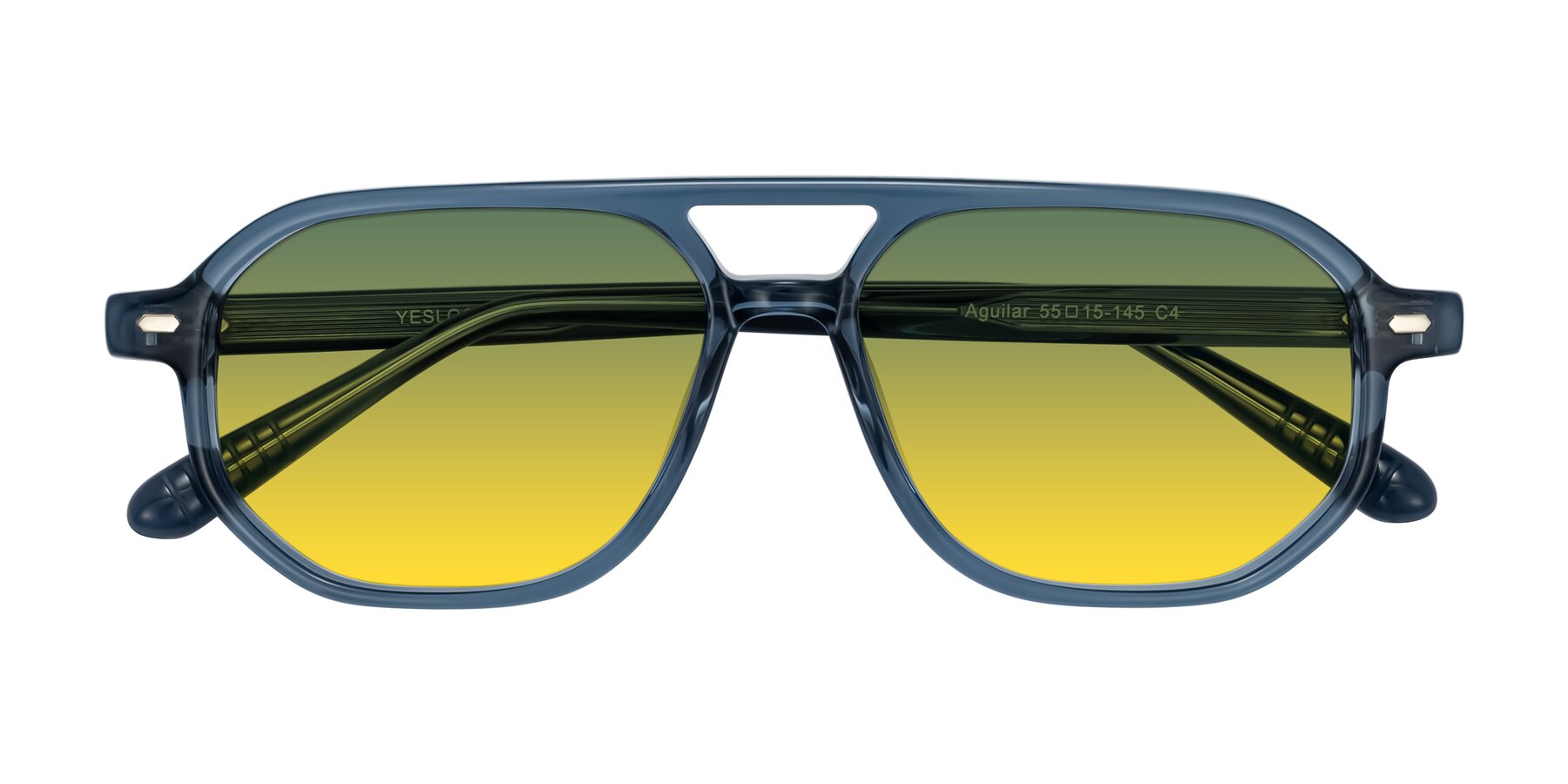 Folded Front of Aguilar in Transparent Blue with Green / Yellow Gradient Lenses