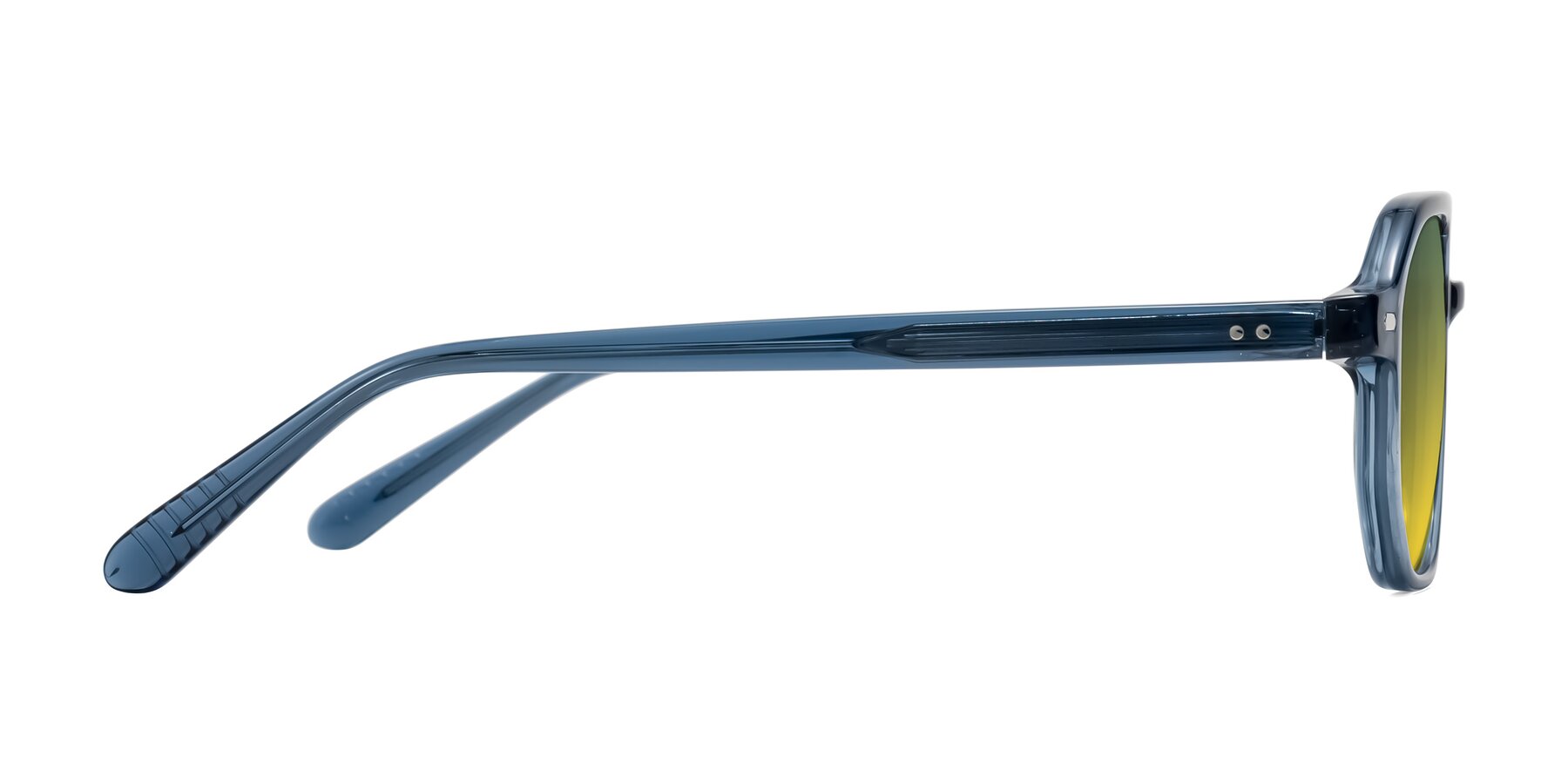 Side of Aguilar in Transparent Blue with Green / Yellow Gradient Lenses