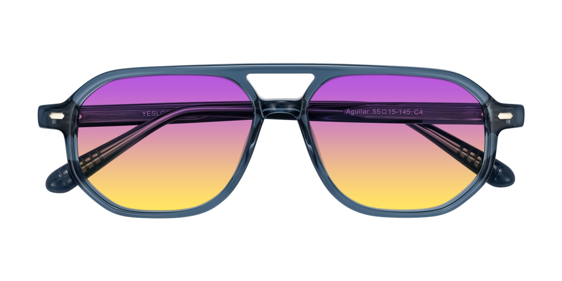 Folded Front of Aguilar in Transparent Blue with Purple / Yellow Gradient Lenses