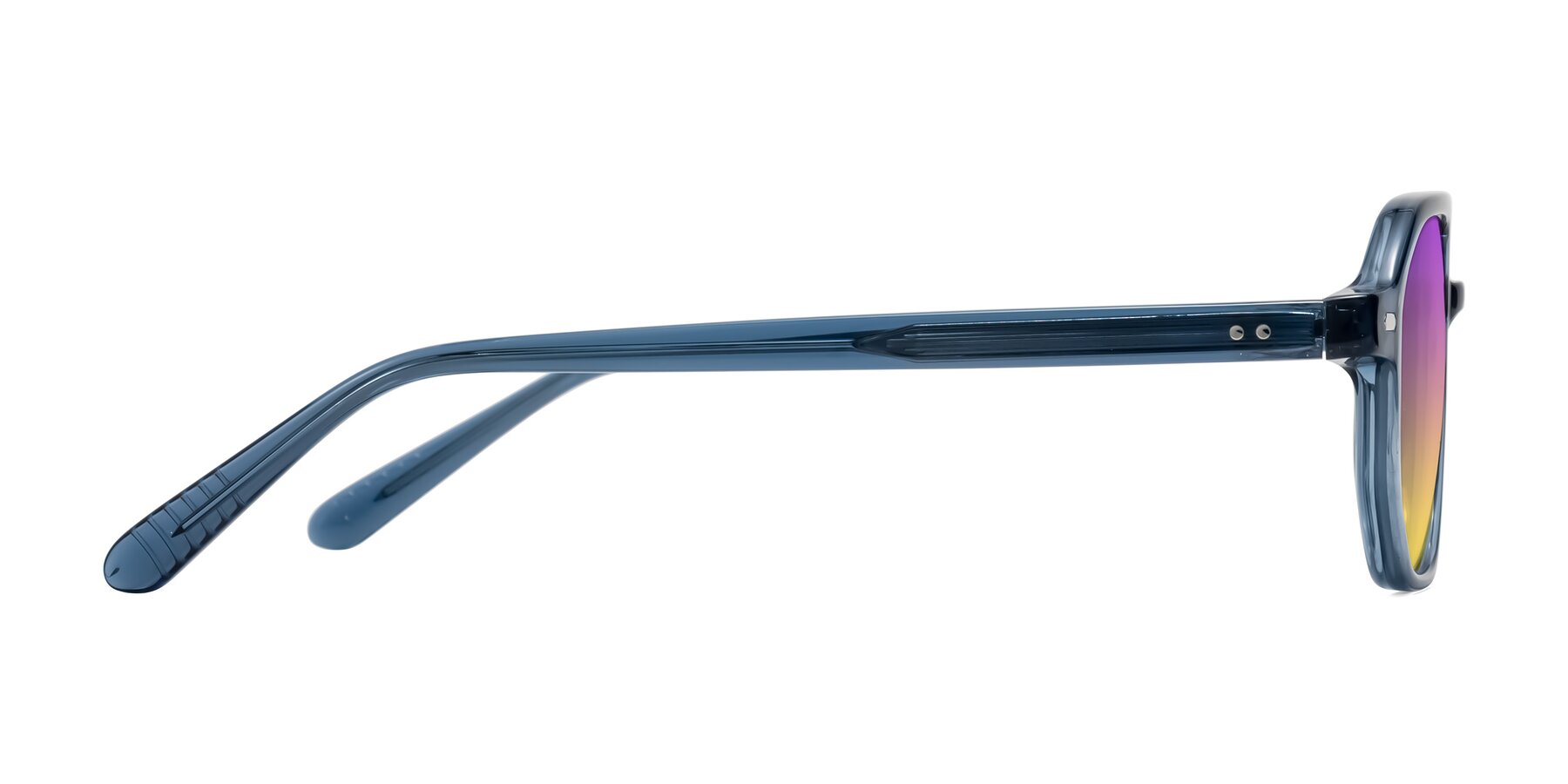 Side of Aguilar in Transparent Blue with Purple / Yellow Gradient Lenses