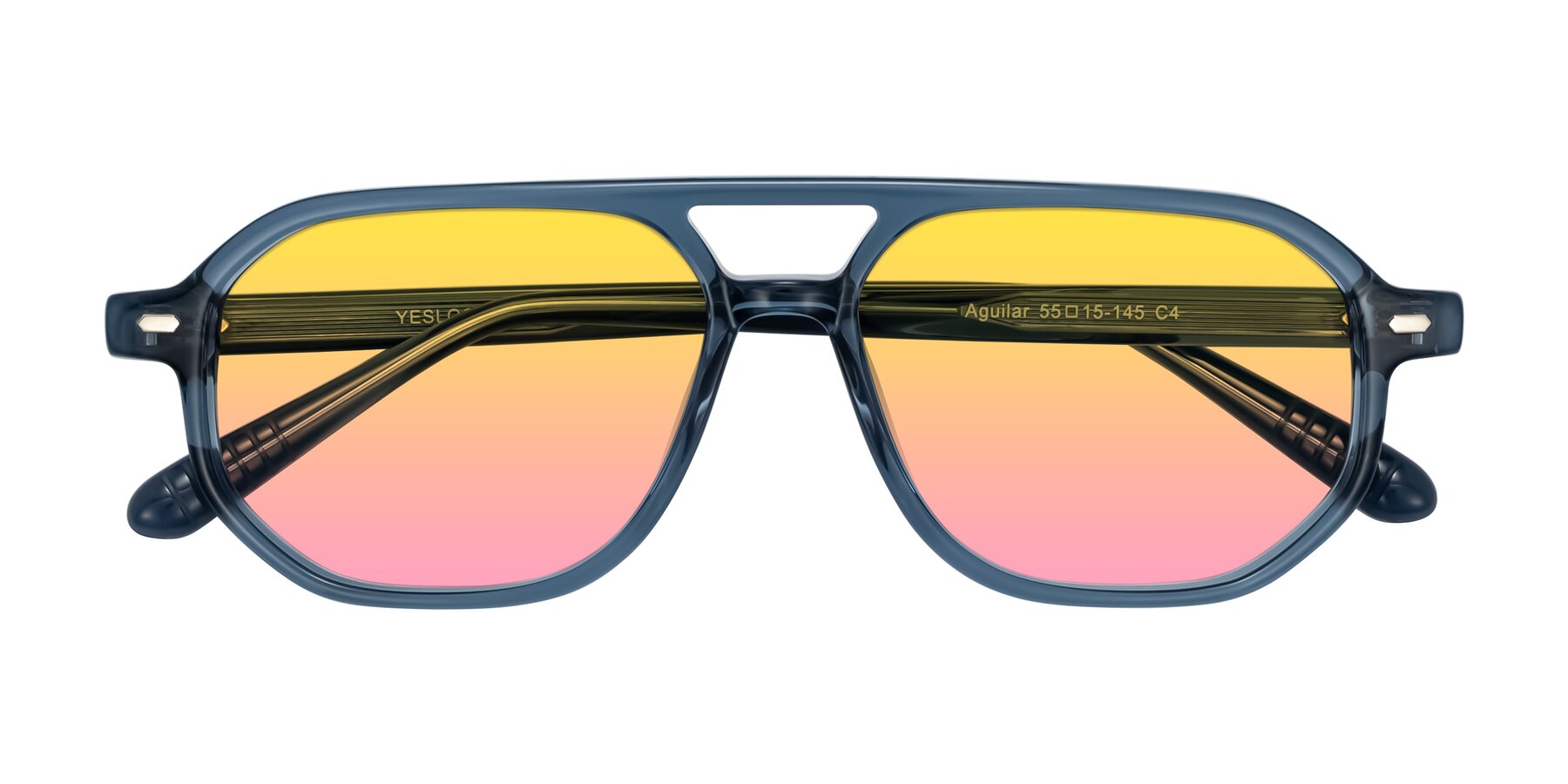Folded Front of Aguilar in Transparent Blue with Yellow / Pink Gradient Lenses
