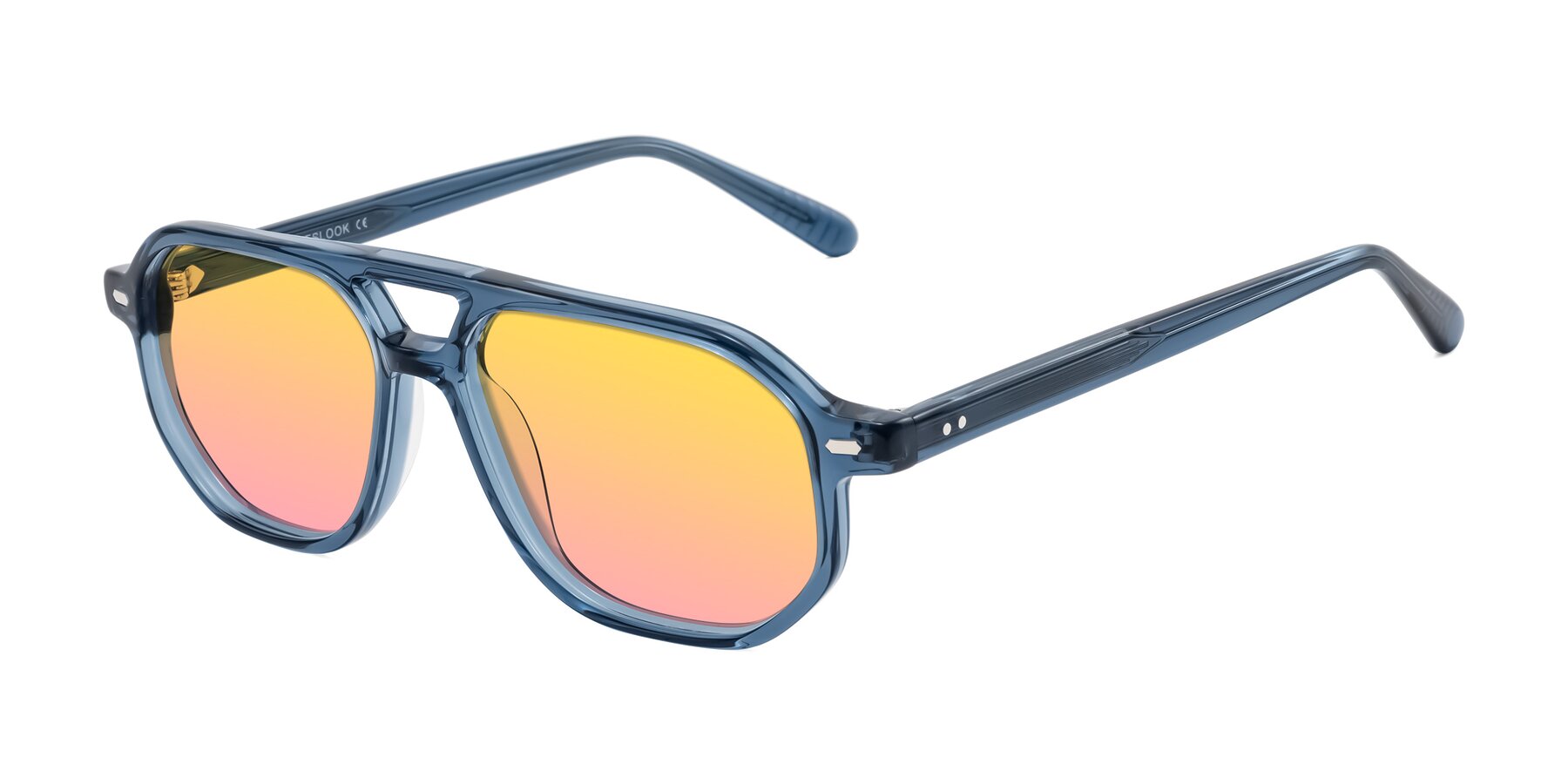 Angle of Aguilar in Transparent Blue with Yellow / Pink Gradient Lenses