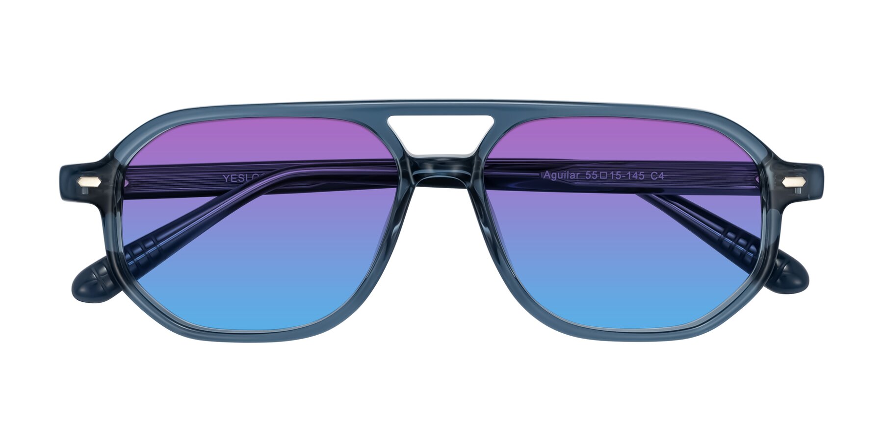 Folded Front of Aguilar in Transparent Blue with Purple / Blue Gradient Lenses