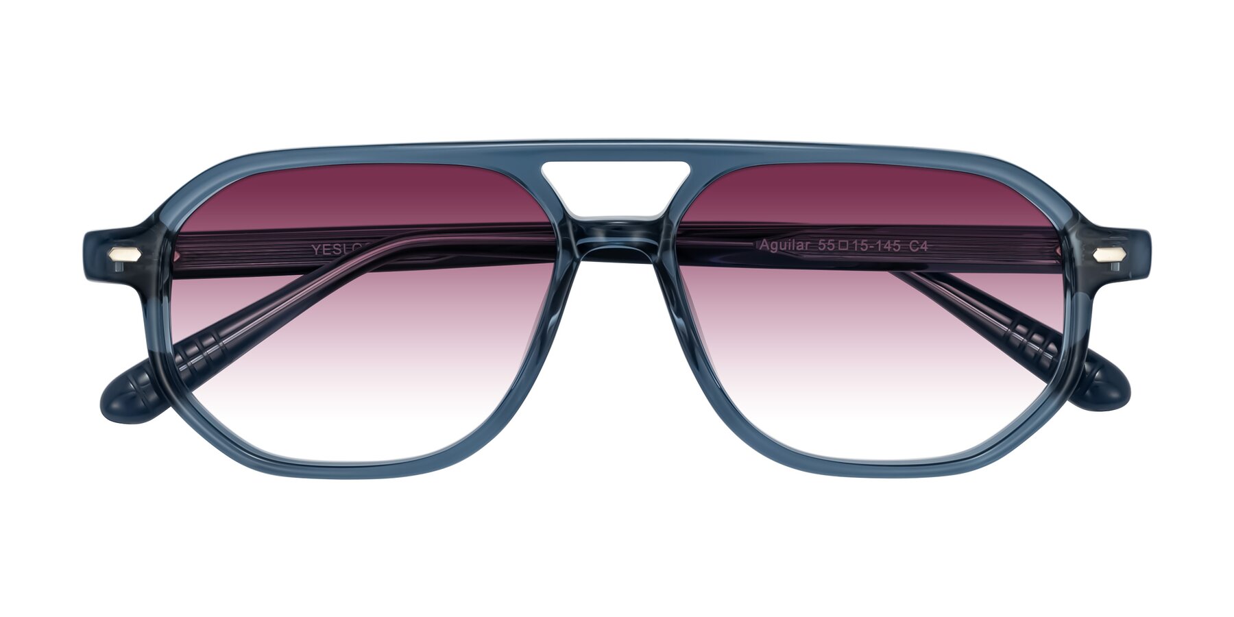 Folded Front of Aguilar in Transparent Blue with Wine Gradient Lenses