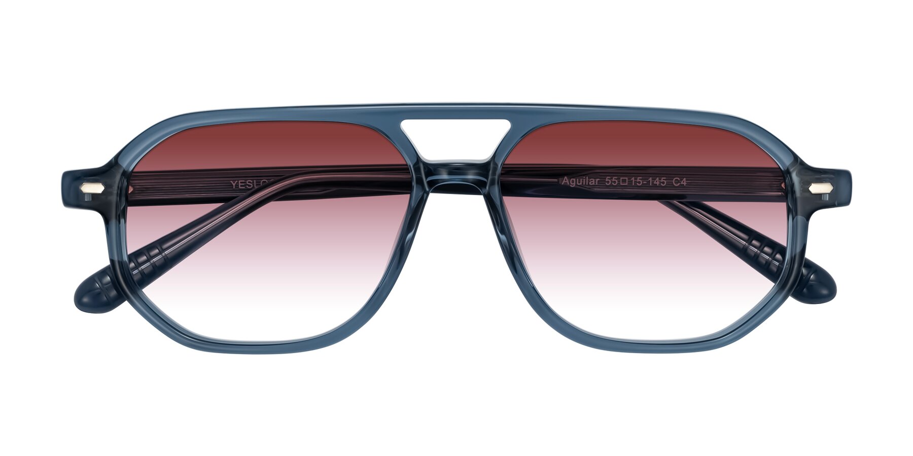 Folded Front of Aguilar in Transparent Blue with Garnet Gradient Lenses
