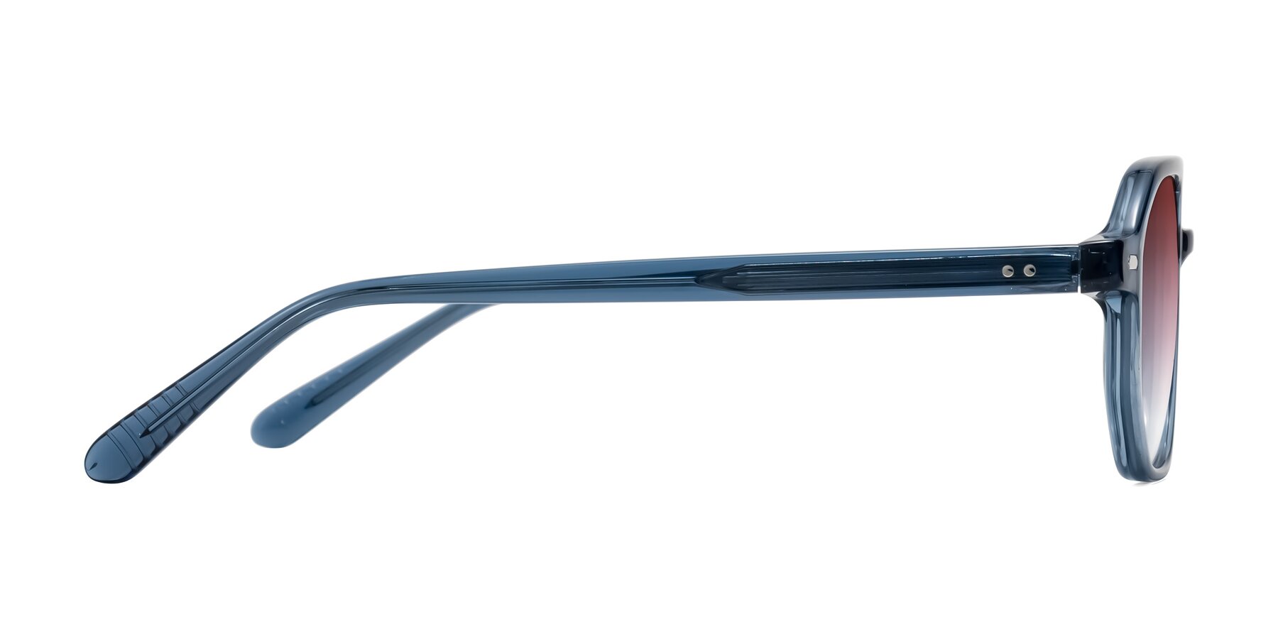 Side of Aguilar in Transparent Blue with Garnet Gradient Lenses