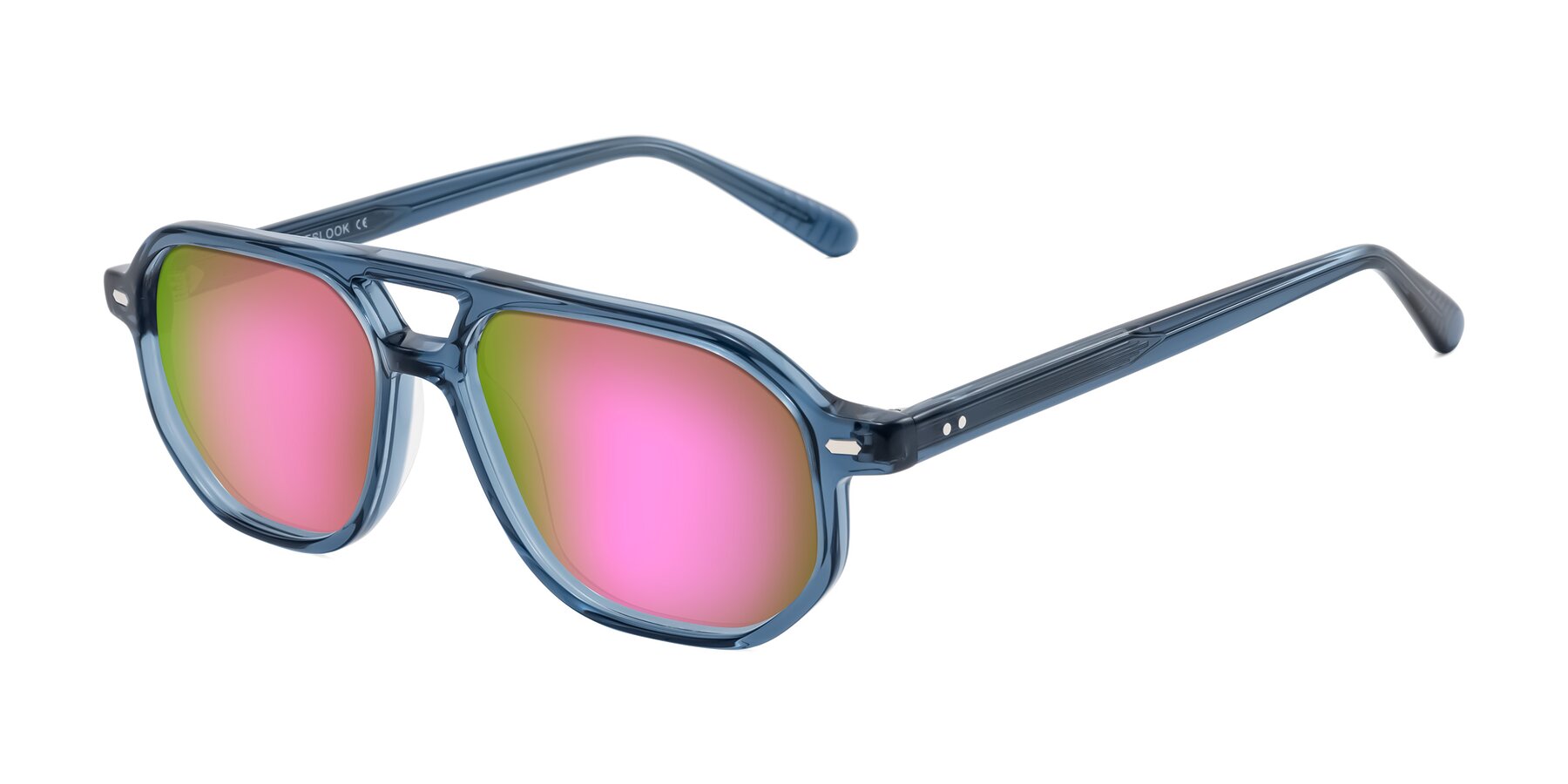 Angle of Aguilar in Transparent Blue with Pink Mirrored Lenses