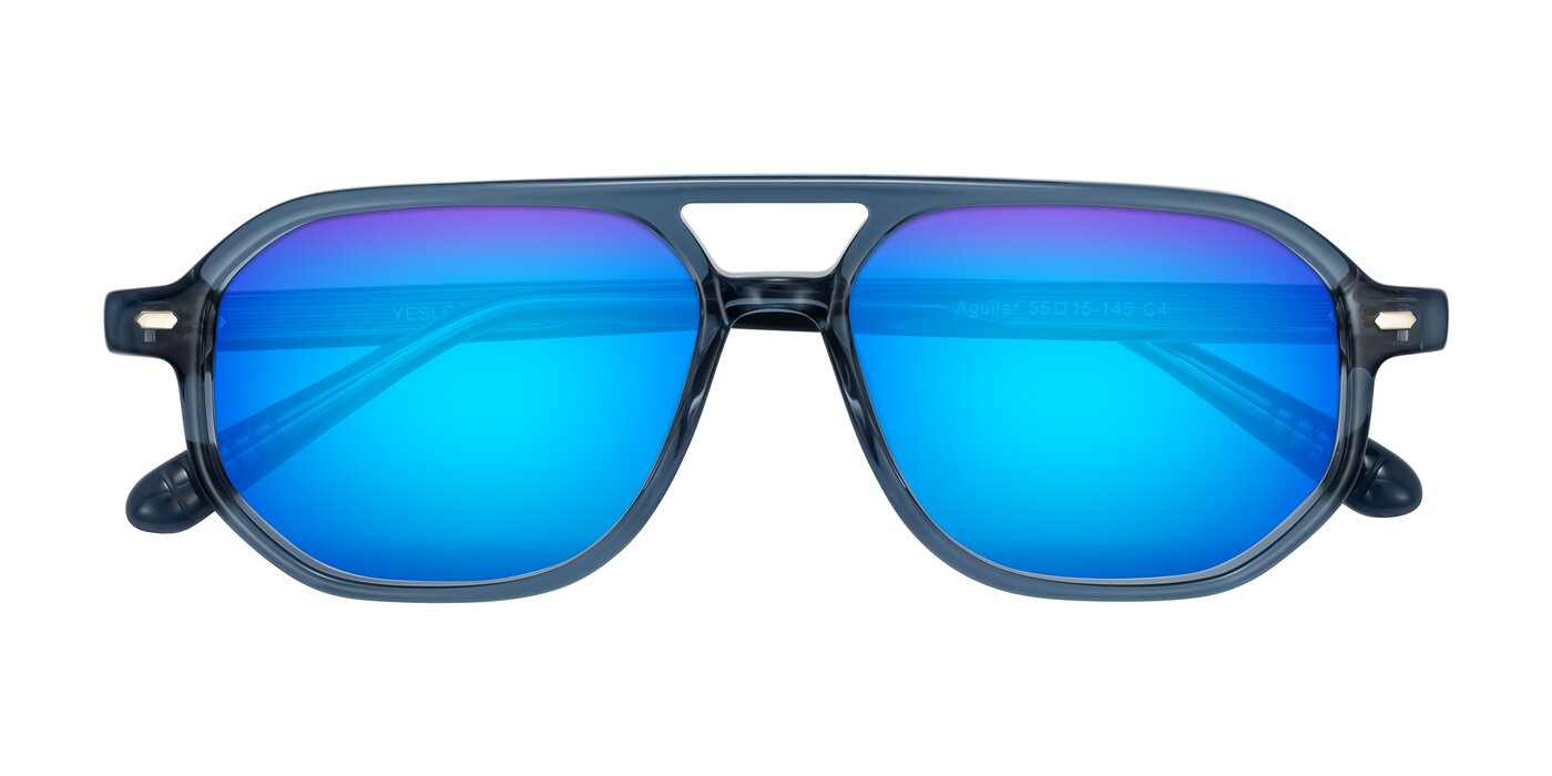Aguilar - Transparent Blue Flash Mirrored Sunglasses