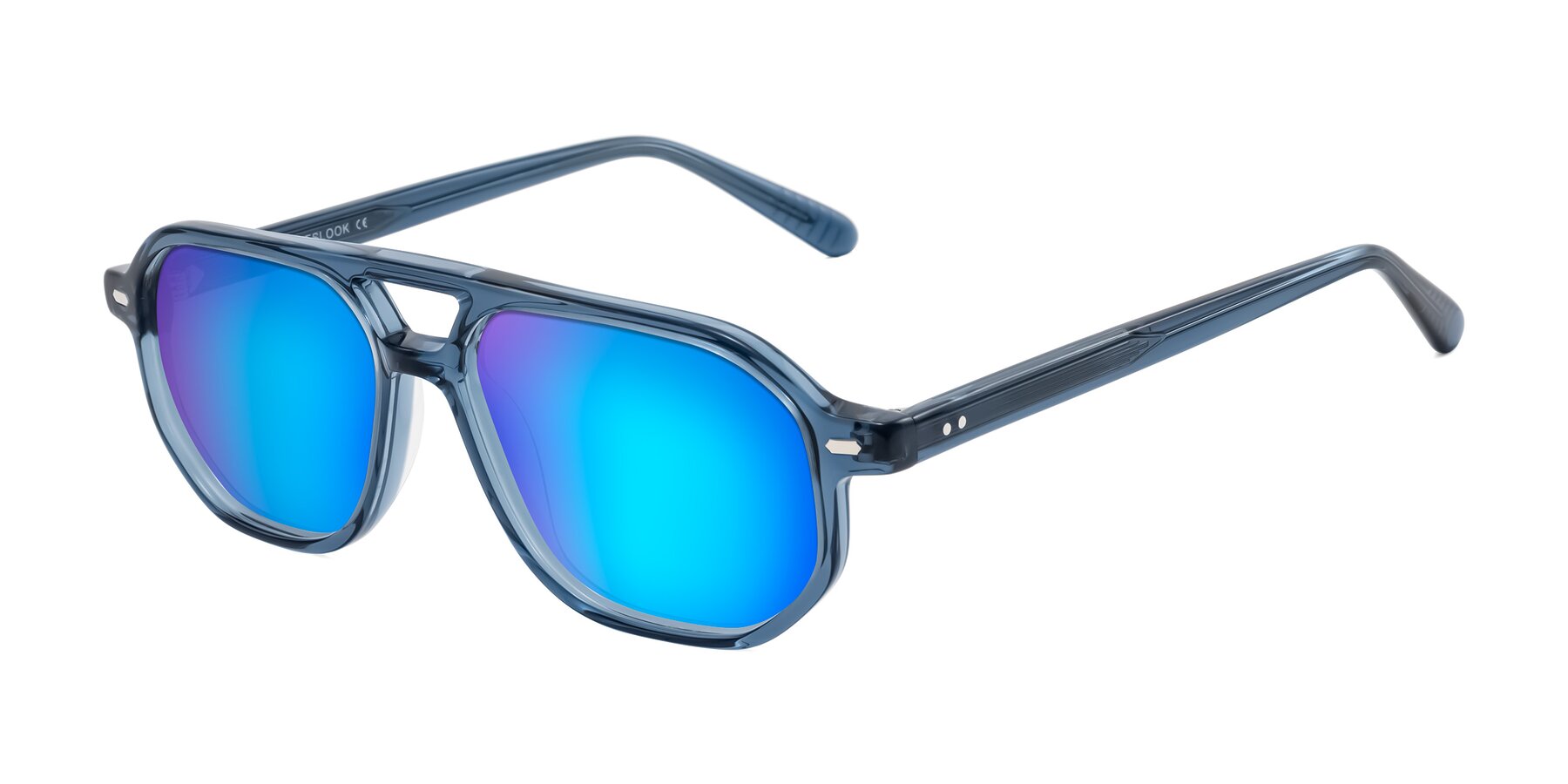 Angle of Aguilar in Transparent Blue with Blue Mirrored Lenses