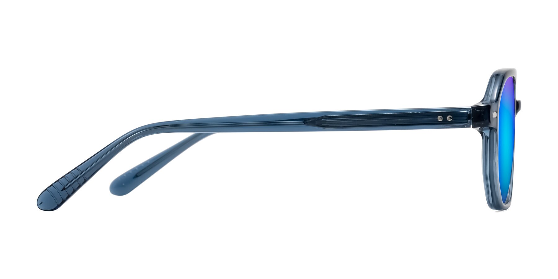Side of Aguilar in Transparent Blue with Blue Mirrored Lenses