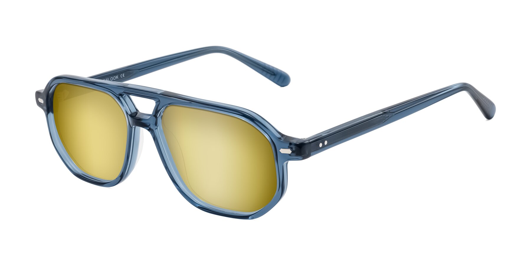 Angle of Aguilar in Transparent Blue with Gold Mirrored Lenses