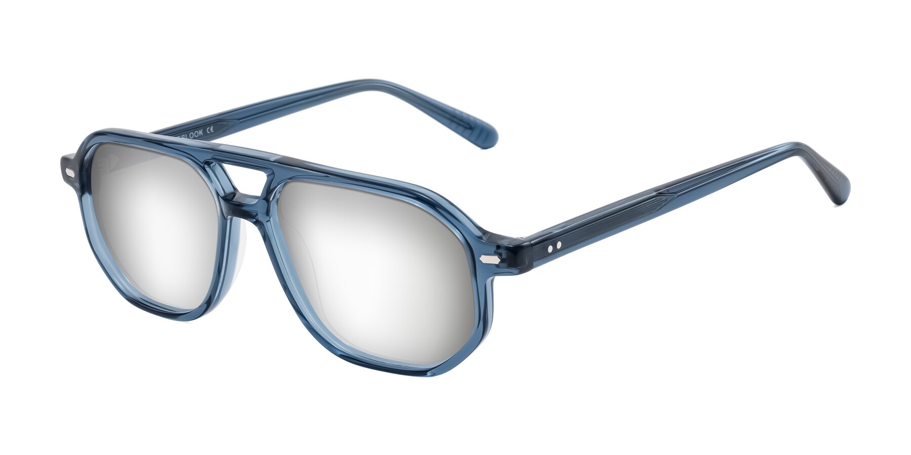 Angle of Aguilar in Transparent Blue with Silver Mirrored Lenses