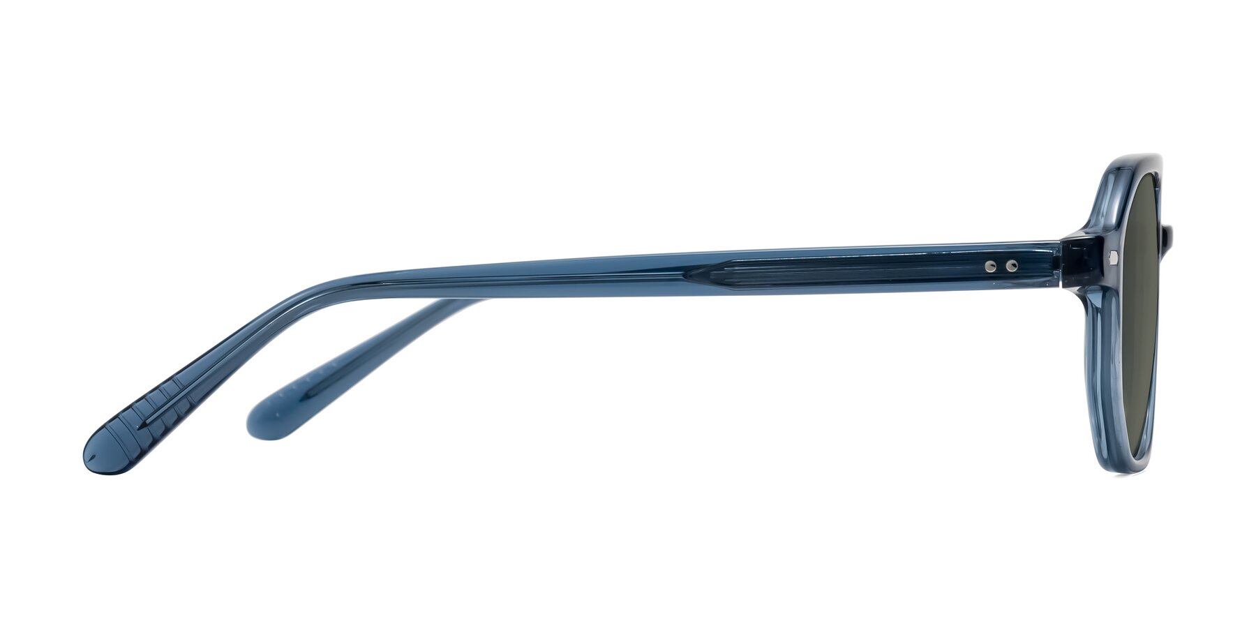 Side of Aguilar in Transparent Blue with Gray Polarized Lenses