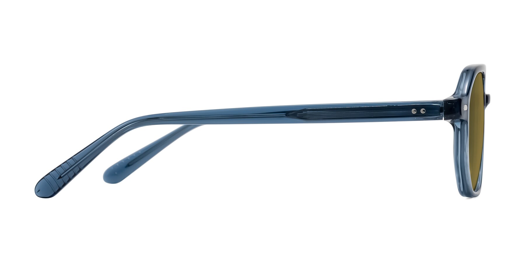 Side of Aguilar in Transparent Blue with Brown Polarized Lenses