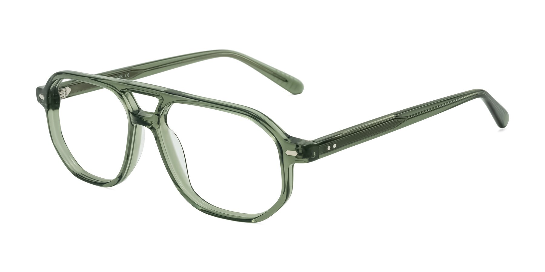 Angle of Aguilar in Transparent Green with Clear Eyeglass Lenses