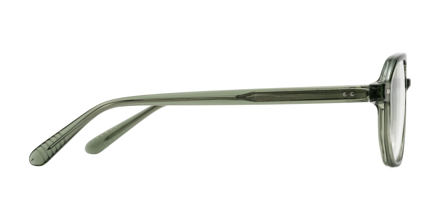 Side of Aguilar in Transparent Green with Clear Eyeglass Lenses