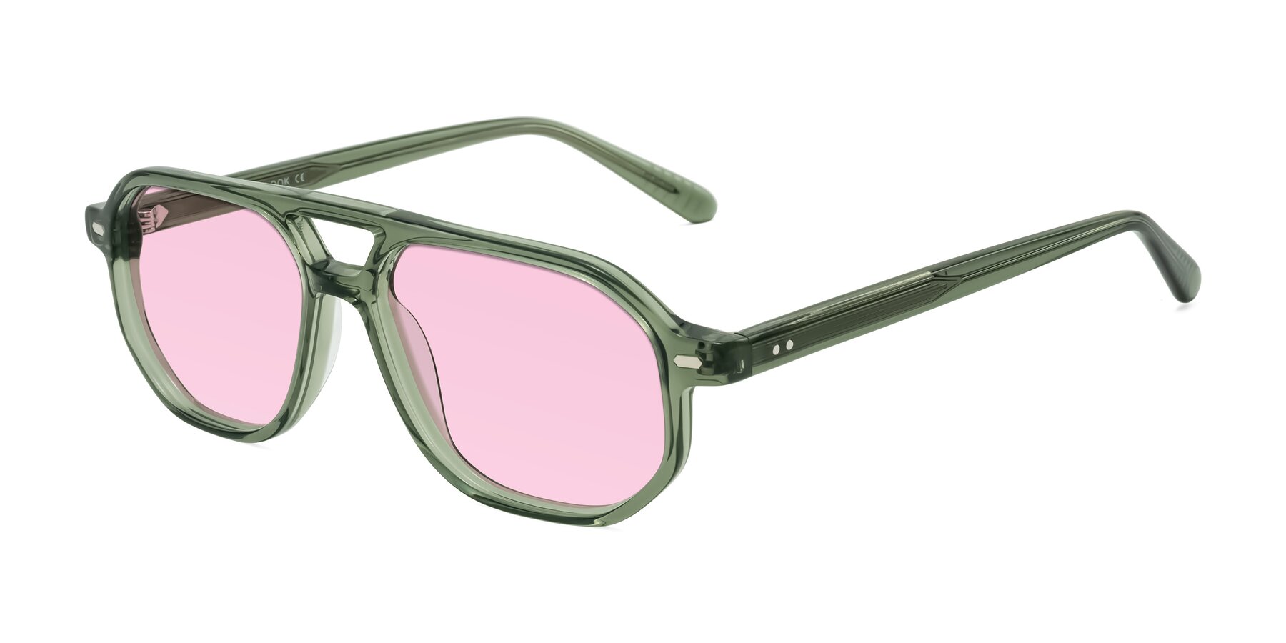 Angle of Aguilar in Transparent Green with Light Pink Tinted Lenses