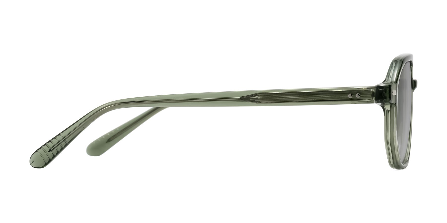 Side of Aguilar in Transparent Green with Light Gray Tinted Lenses