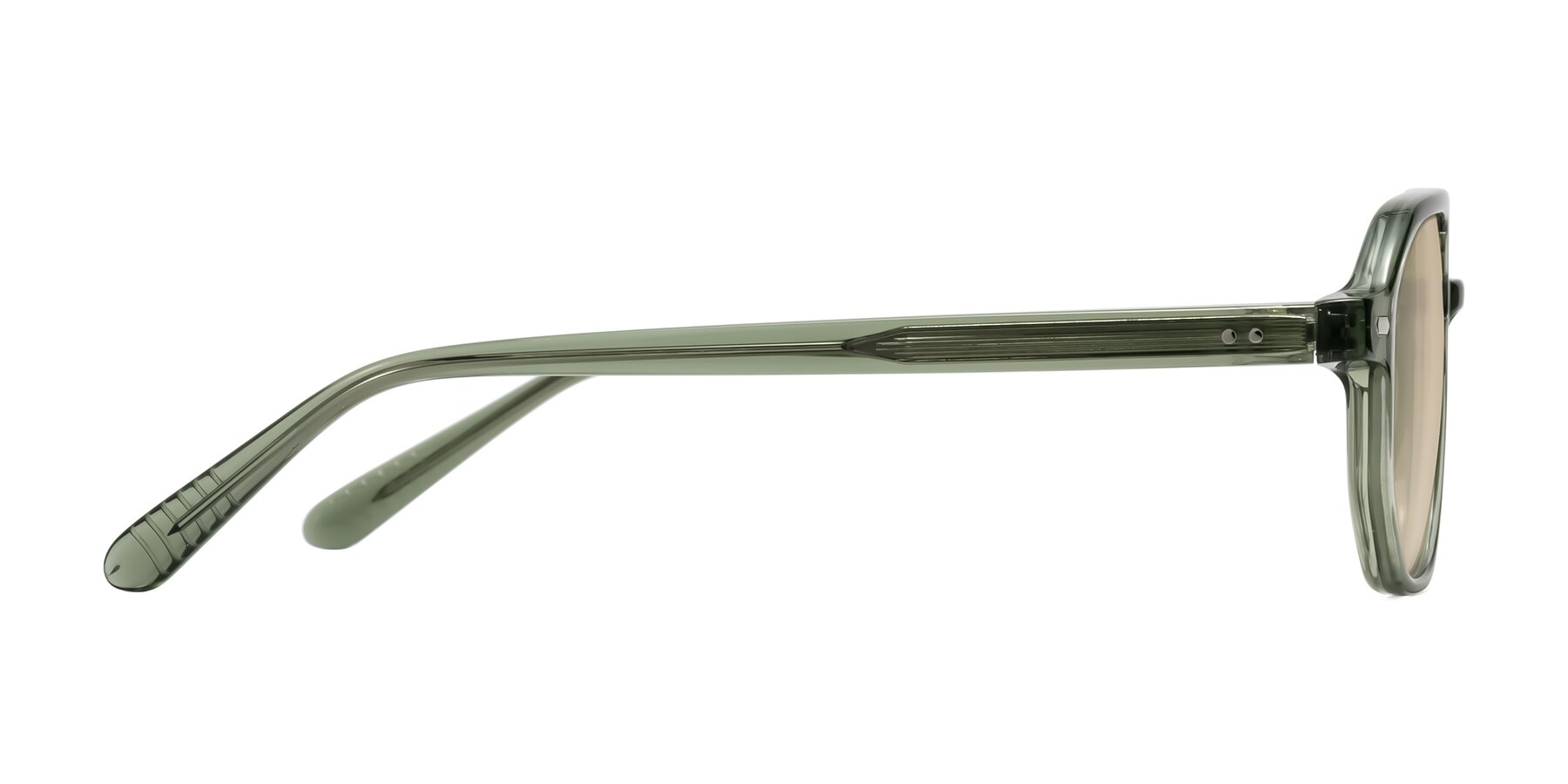 Side of Aguilar in Transparent Green with Light Brown Tinted Lenses