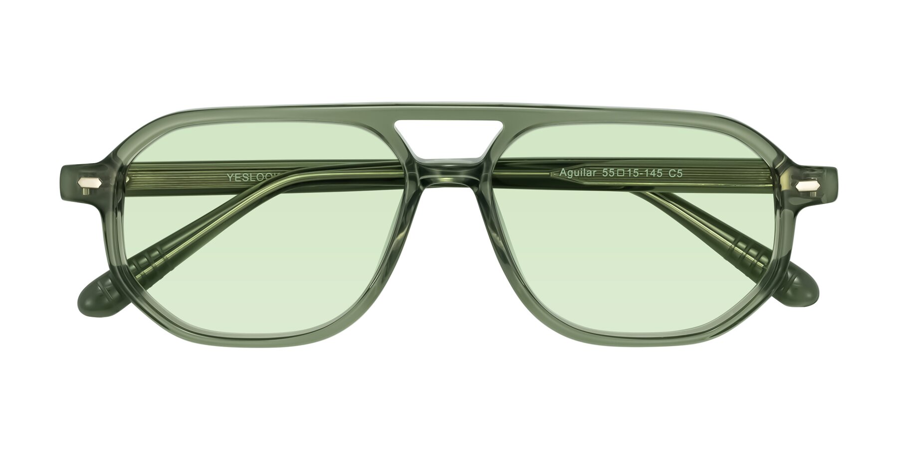 Folded Front of Aguilar in Transparent Green with Light Green Tinted Lenses