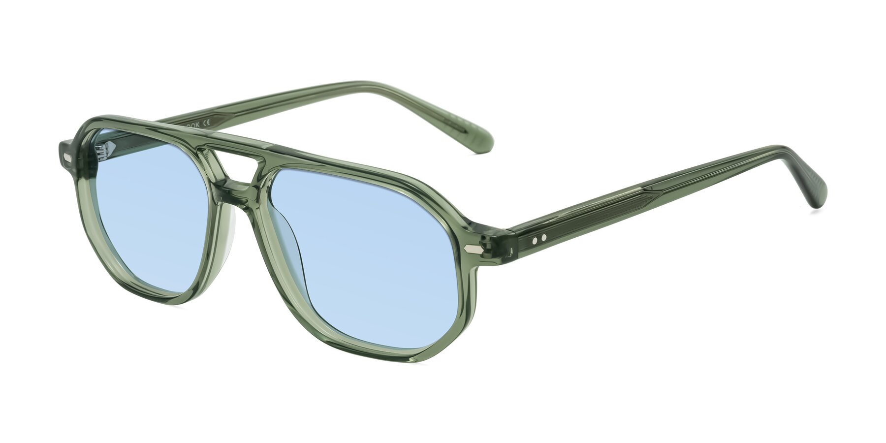 Angle of Aguilar in Transparent Green with Light Blue Tinted Lenses