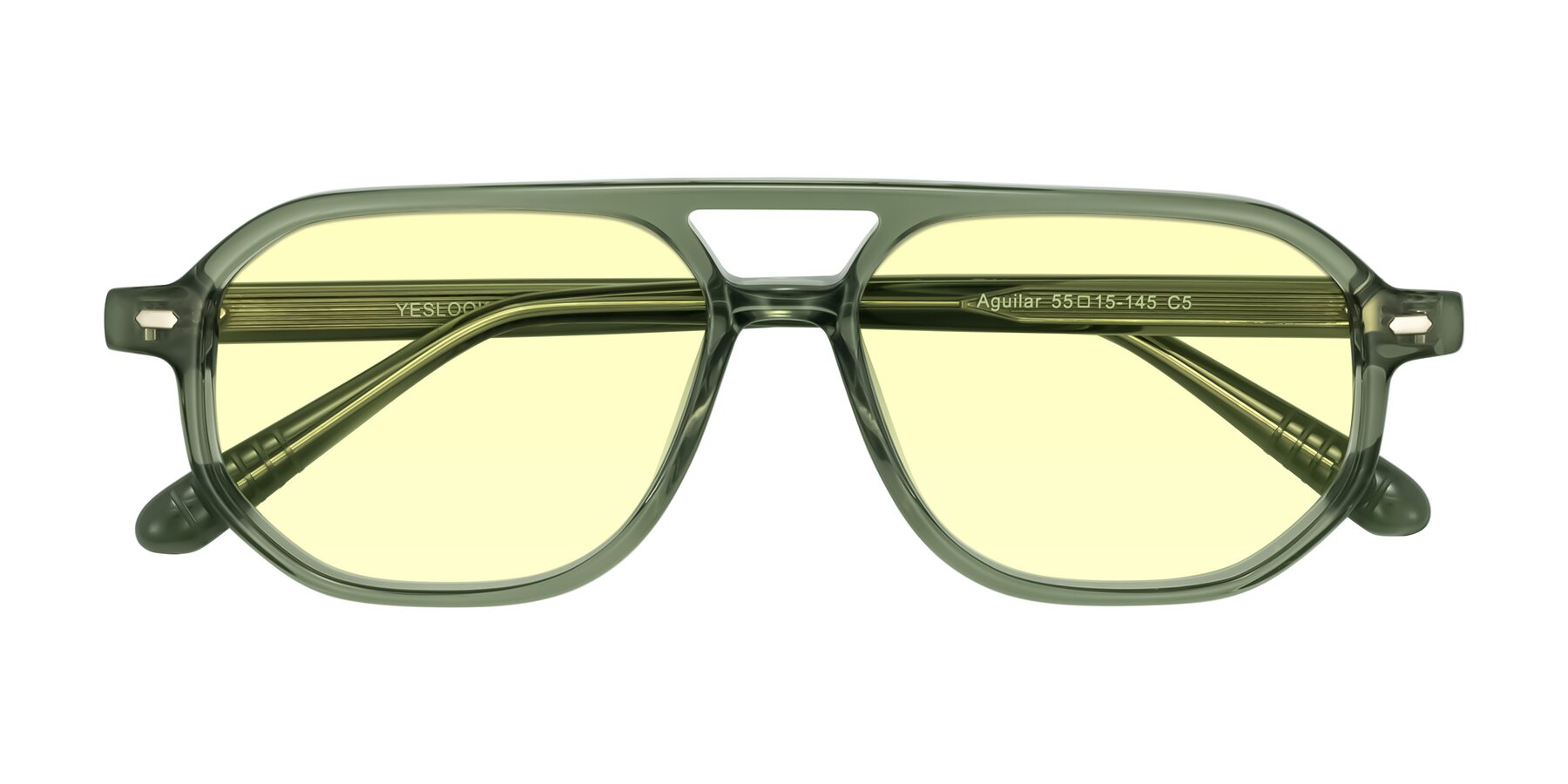 Folded Front of Aguilar in Transparent Green with Light Yellow Tinted Lenses