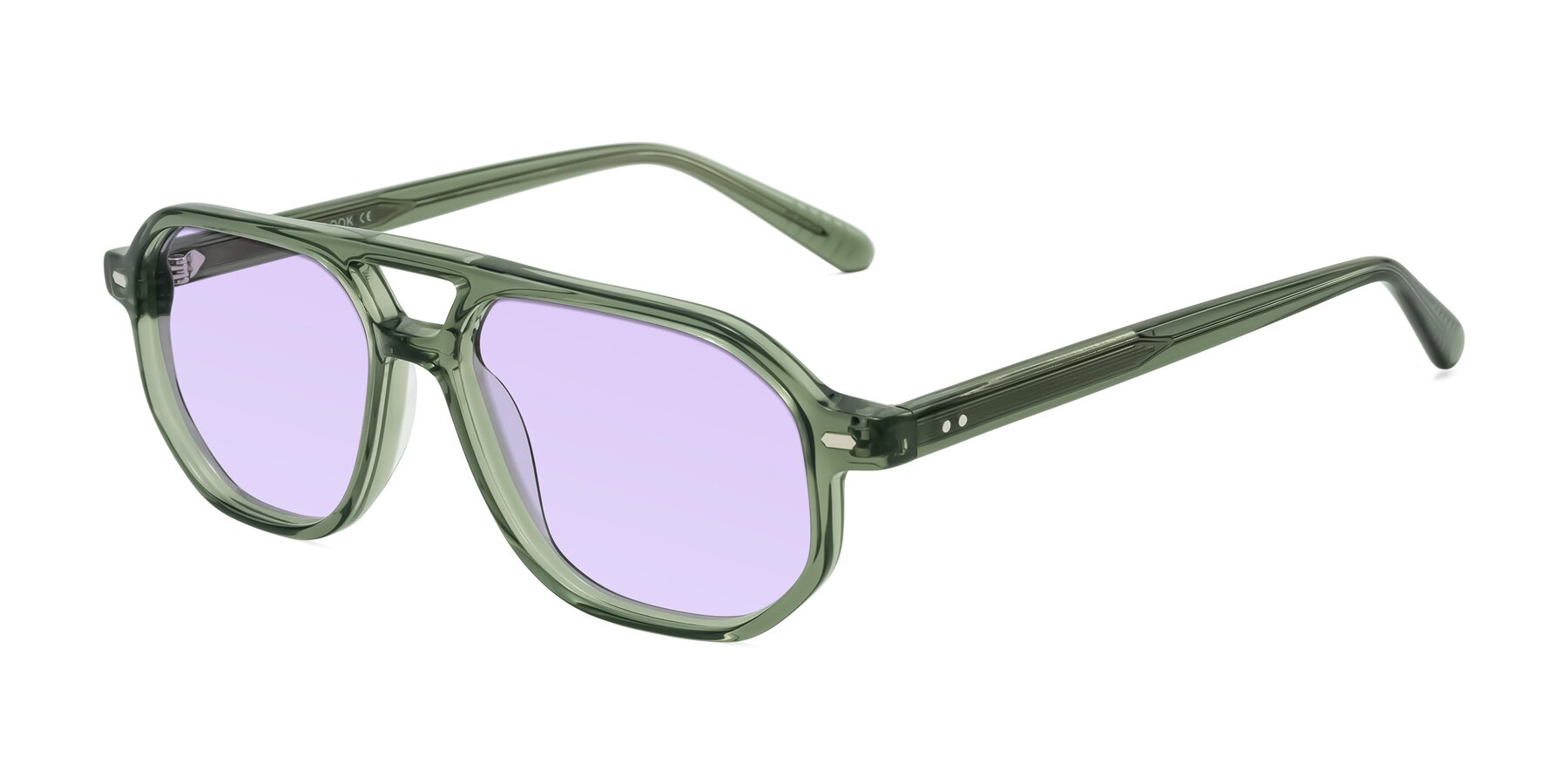Angle of Aguilar in Transparent Green with Light Purple Tinted Lenses