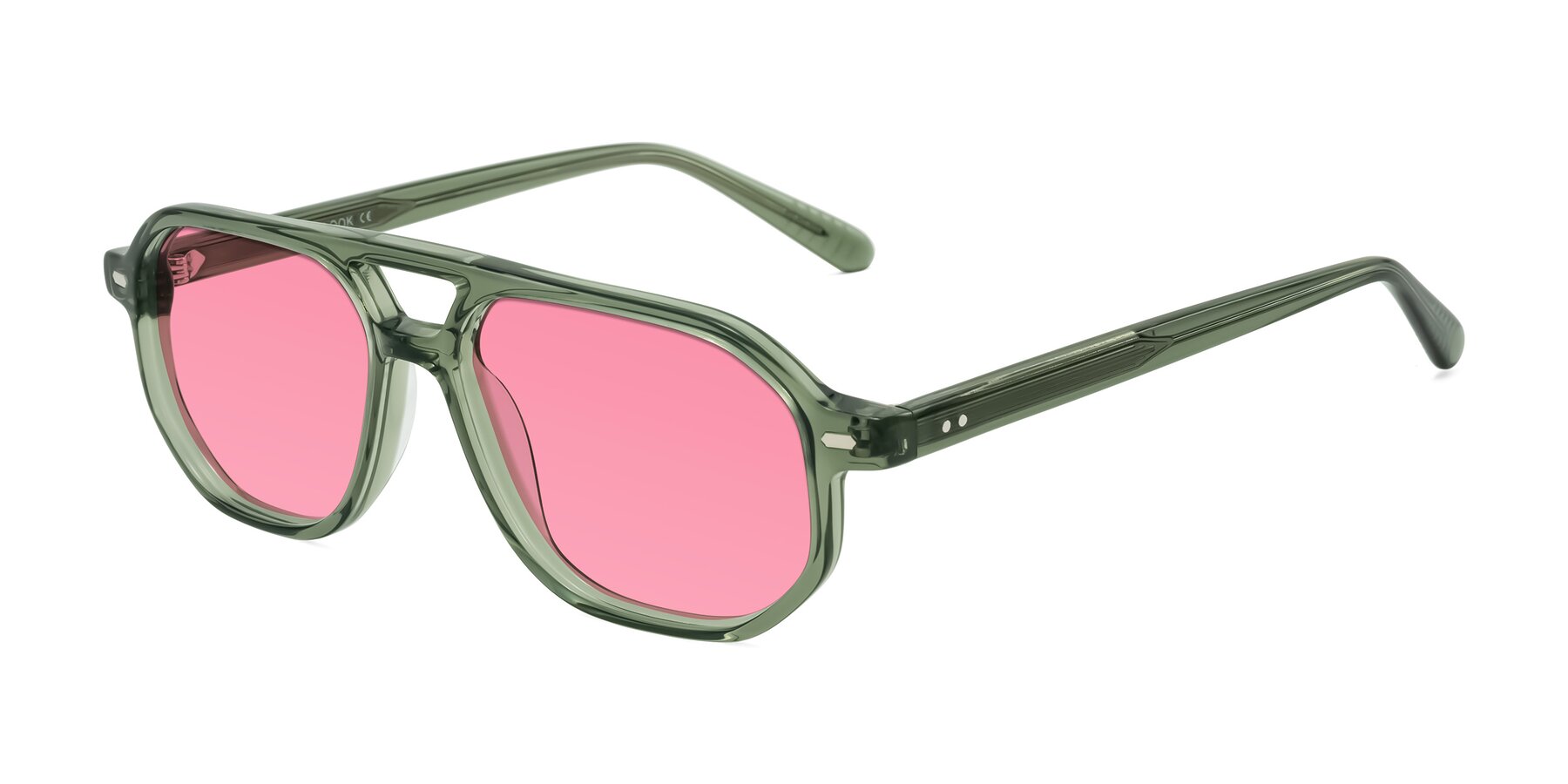 Angle of Aguilar in Transparent Green with Pink Tinted Lenses