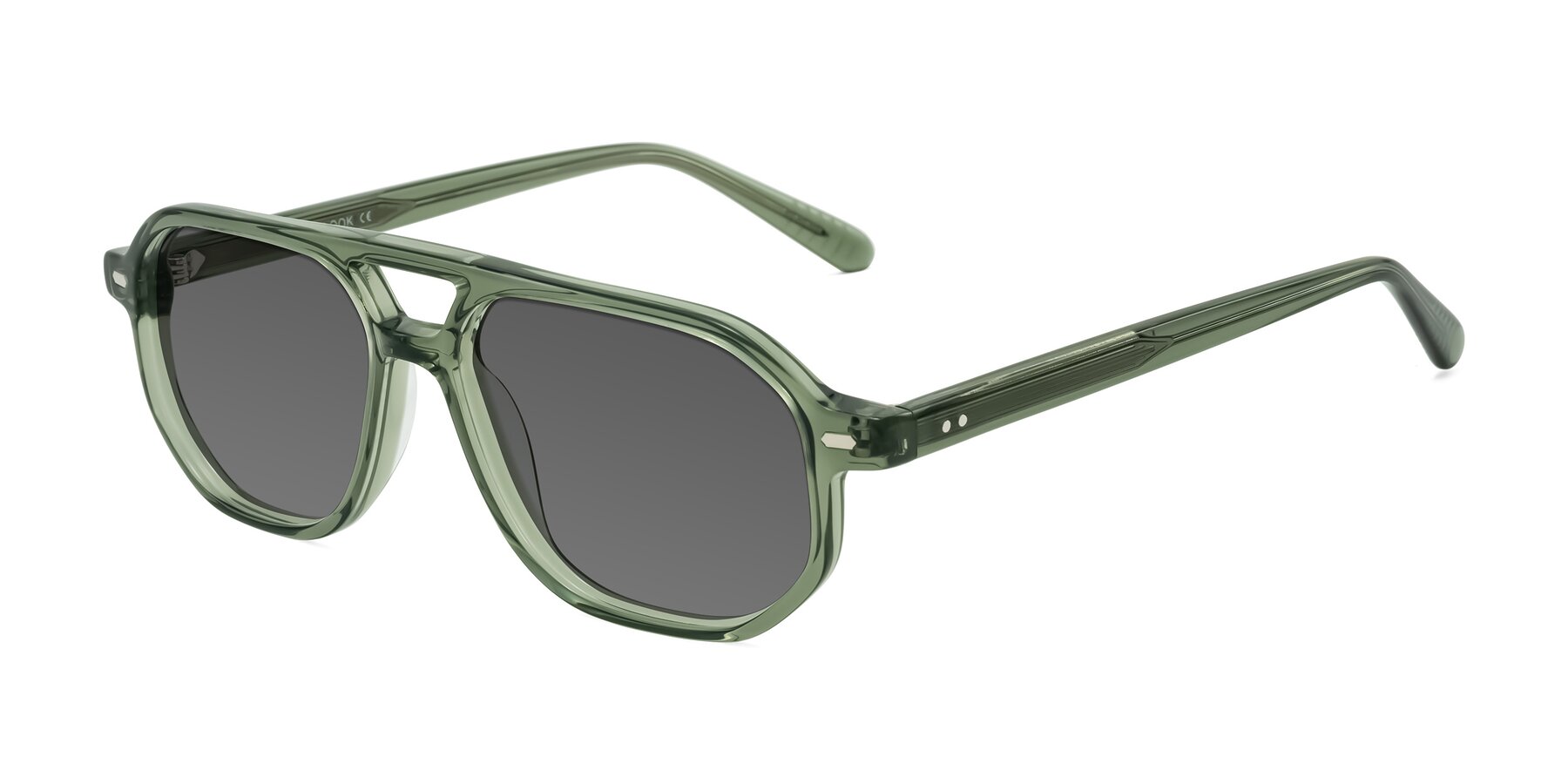 Angle of Aguilar in Transparent Green with Medium Gray Tinted Lenses