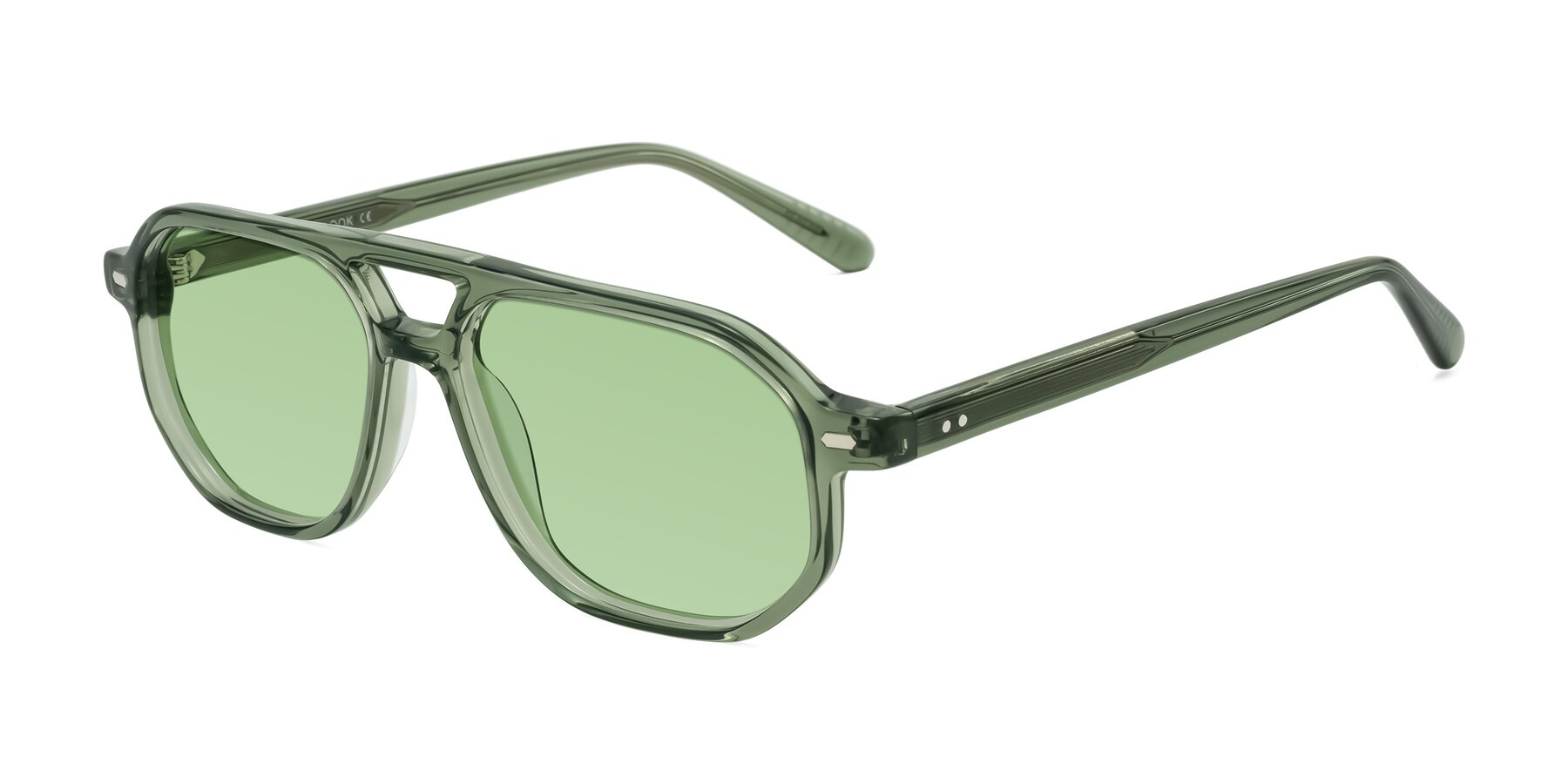Angle of Aguilar in Transparent Green with Medium Green Tinted Lenses
