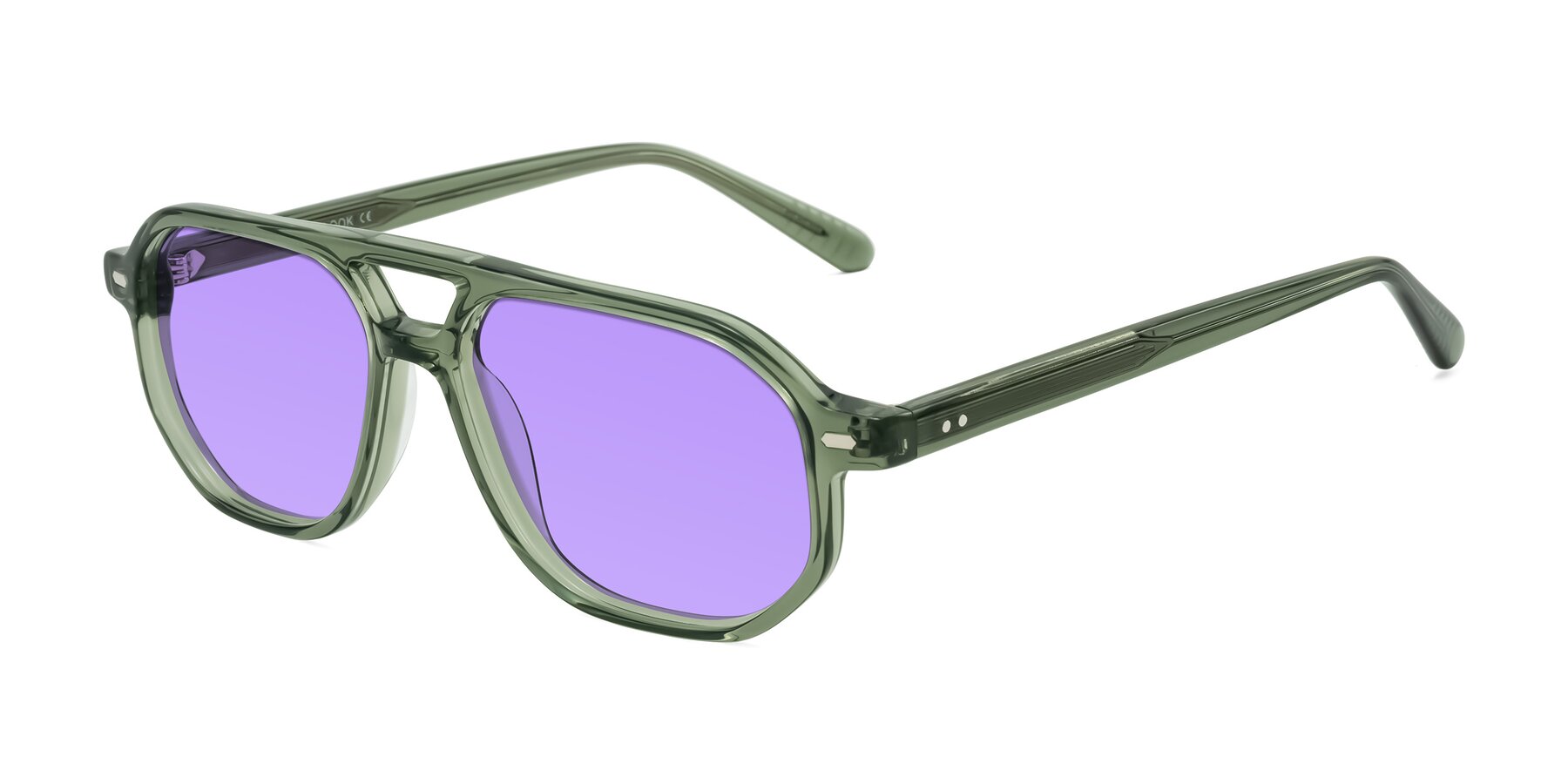 Angle of Aguilar in Transparent Green with Medium Purple Tinted Lenses