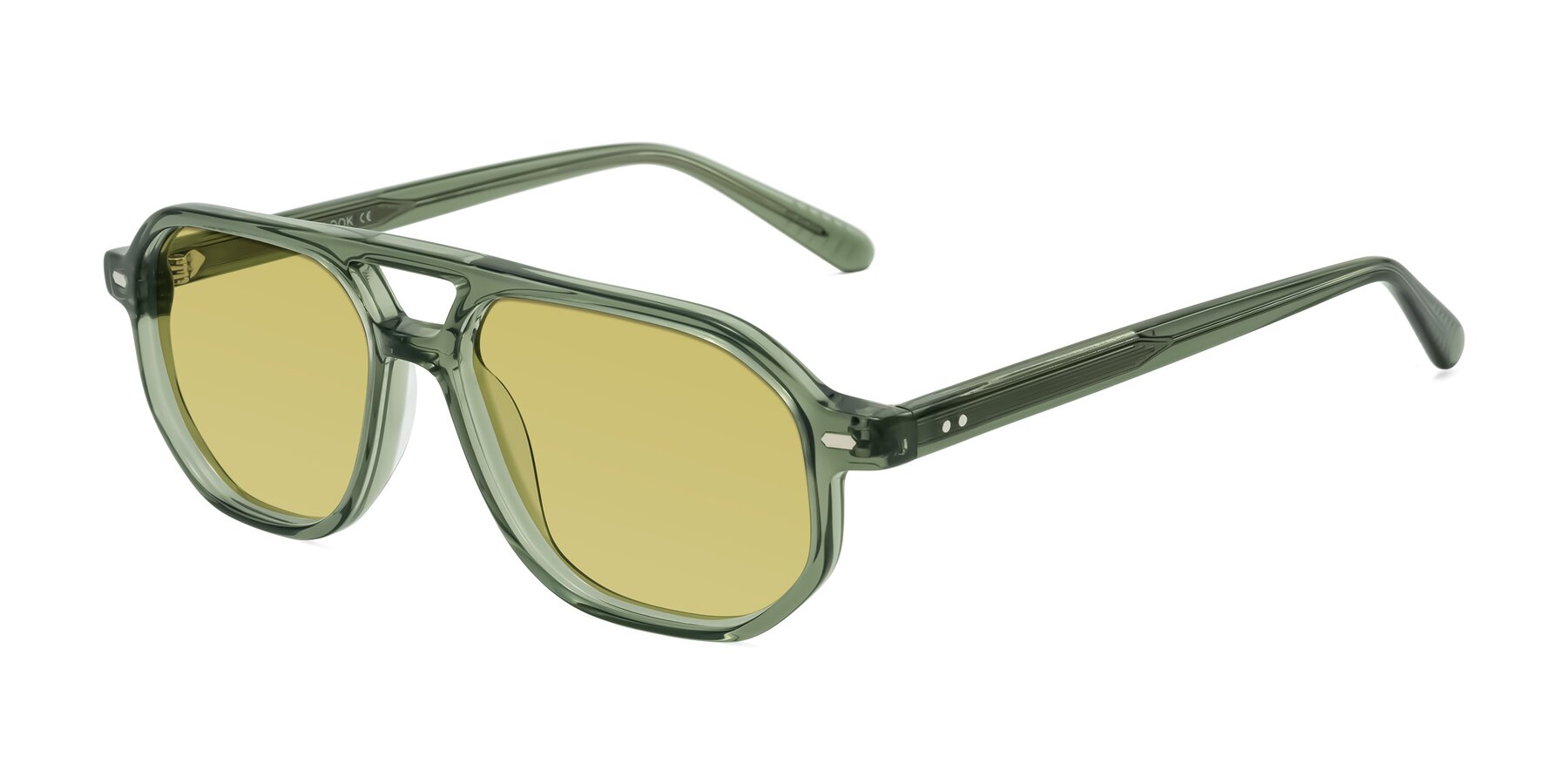 Angle of Aguilar in Transparent Green with Medium Champagne Tinted Lenses