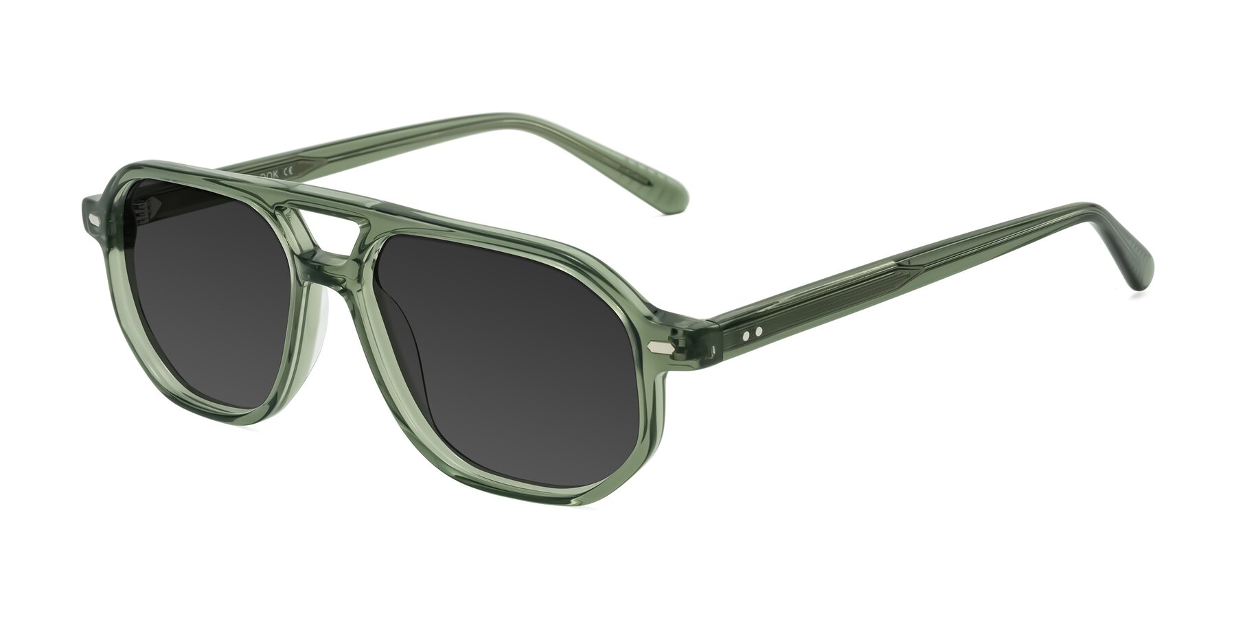 Angle of Aguilar in Transparent Green with Gray Tinted Lenses