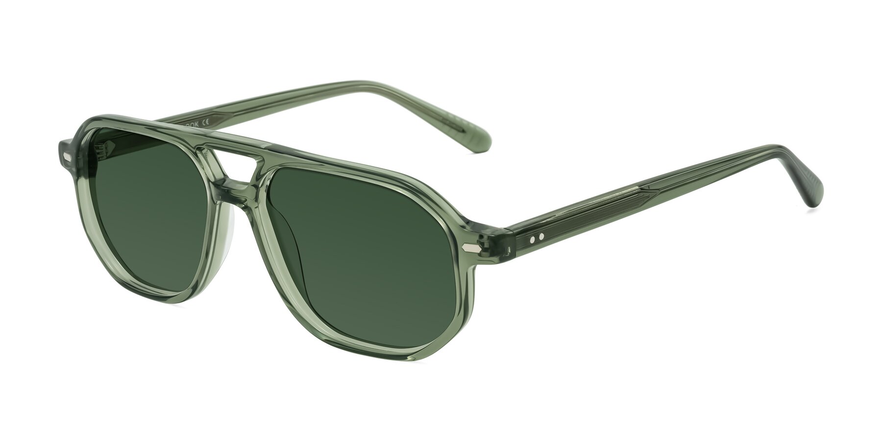 Angle of Aguilar in Transparent Green with Green Tinted Lenses