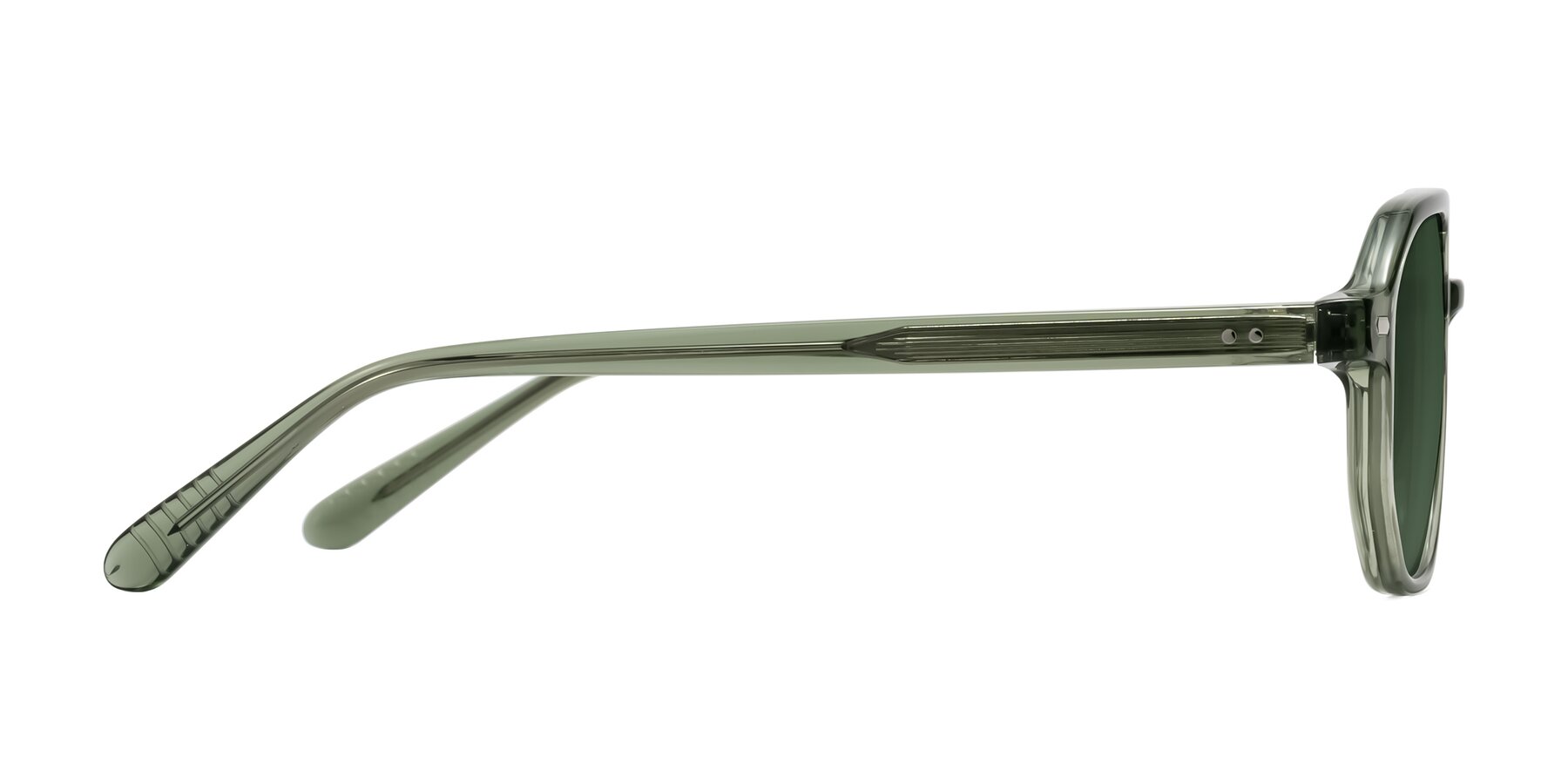 Side of Aguilar in Transparent Green with Green Tinted Lenses
