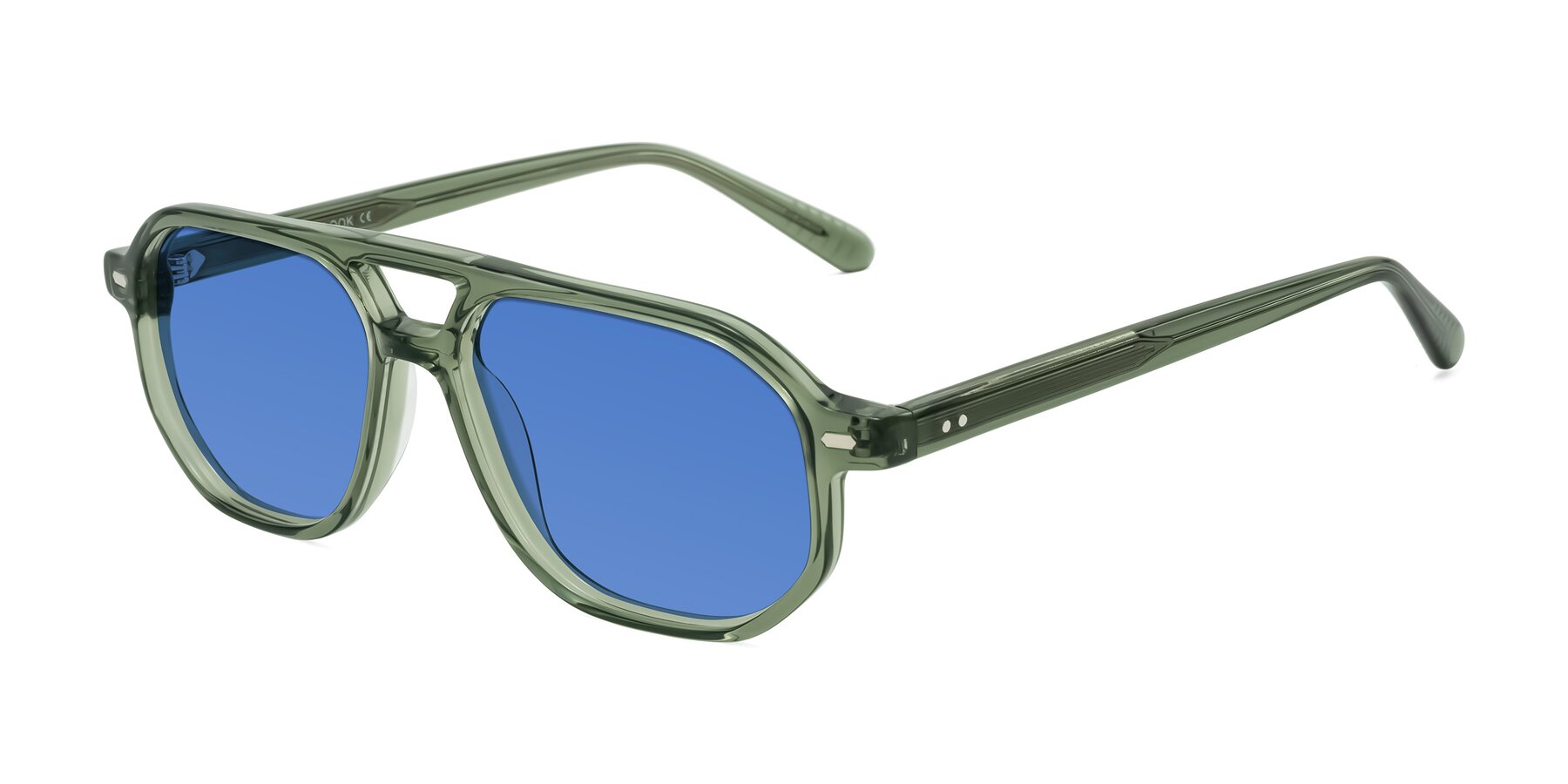 Angle of Aguilar in Transparent Green with Blue Tinted Lenses