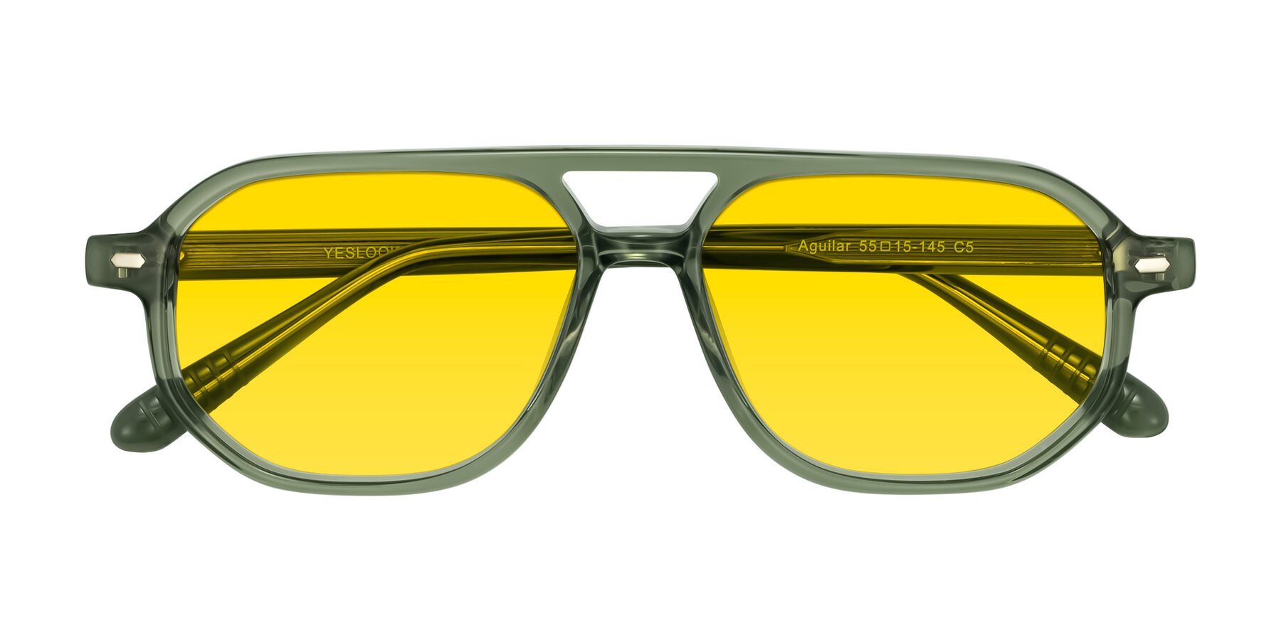 Folded Front of Aguilar in Transparent Green with Yellow Tinted Lenses