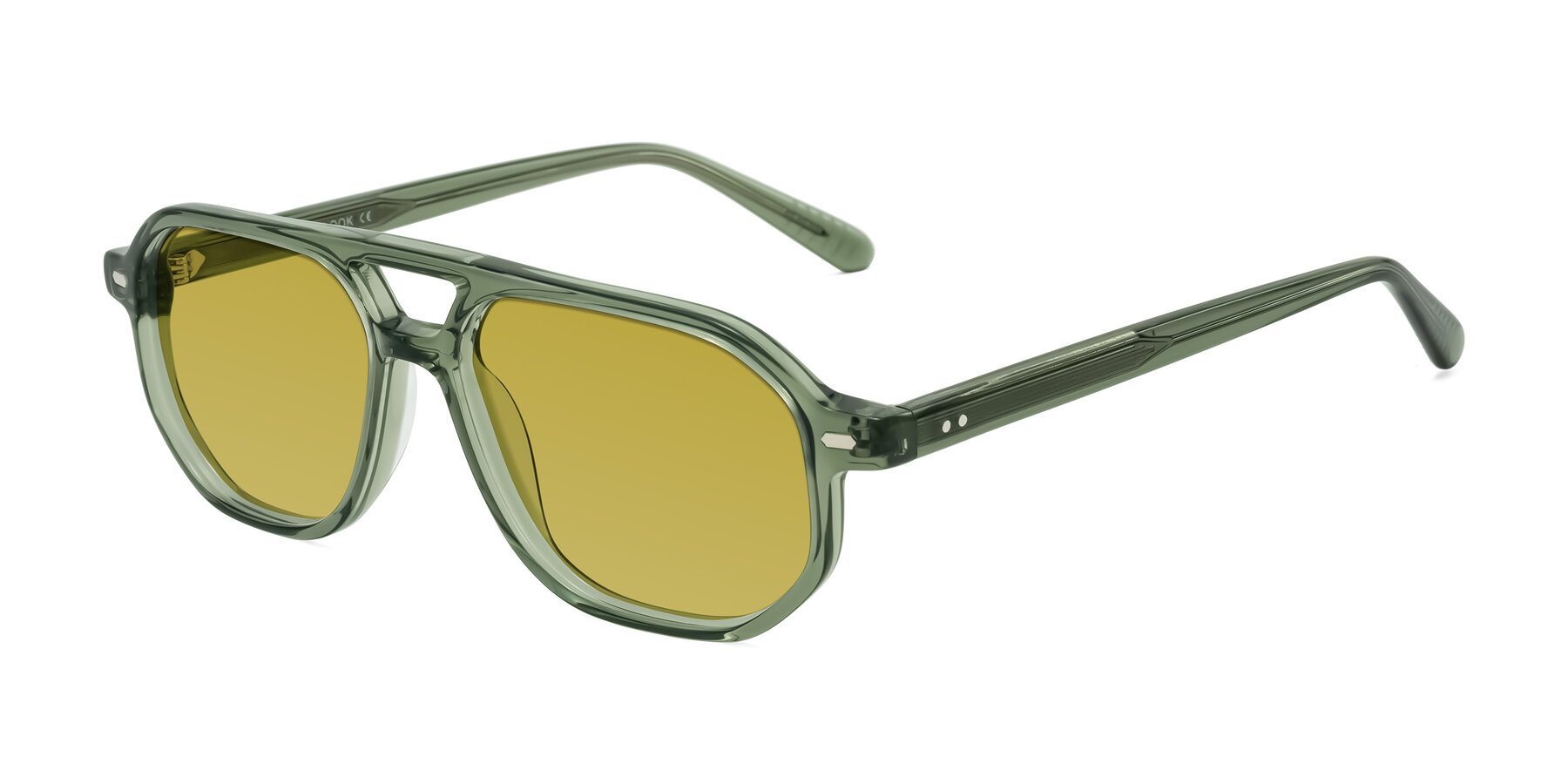 Angle of Aguilar in Transparent Green with Champagne Tinted Lenses