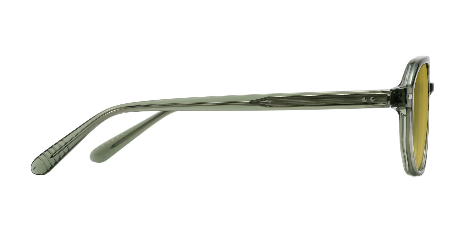Side of Aguilar in Transparent Green with Champagne Tinted Lenses