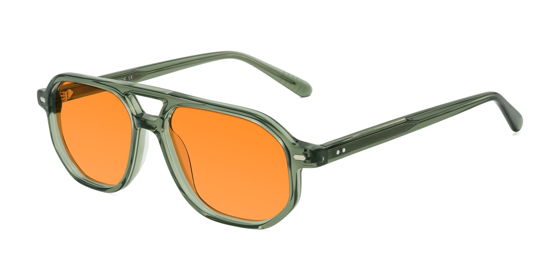 Angle of Aguilar in Transparent Green with Orange Tinted Lenses
